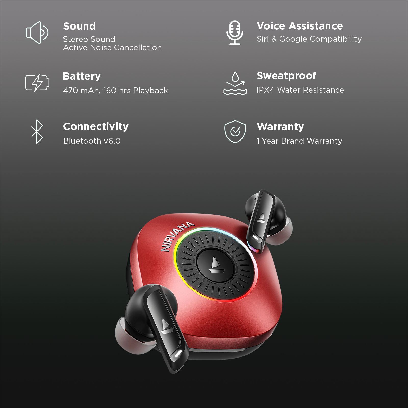 boAt Nirvana Crown PP0031 TWS Earbuds with Hybrid Active Noise Cancellation (IPX4 Water Resistance, ASAP Charge, Blazing Red)_2