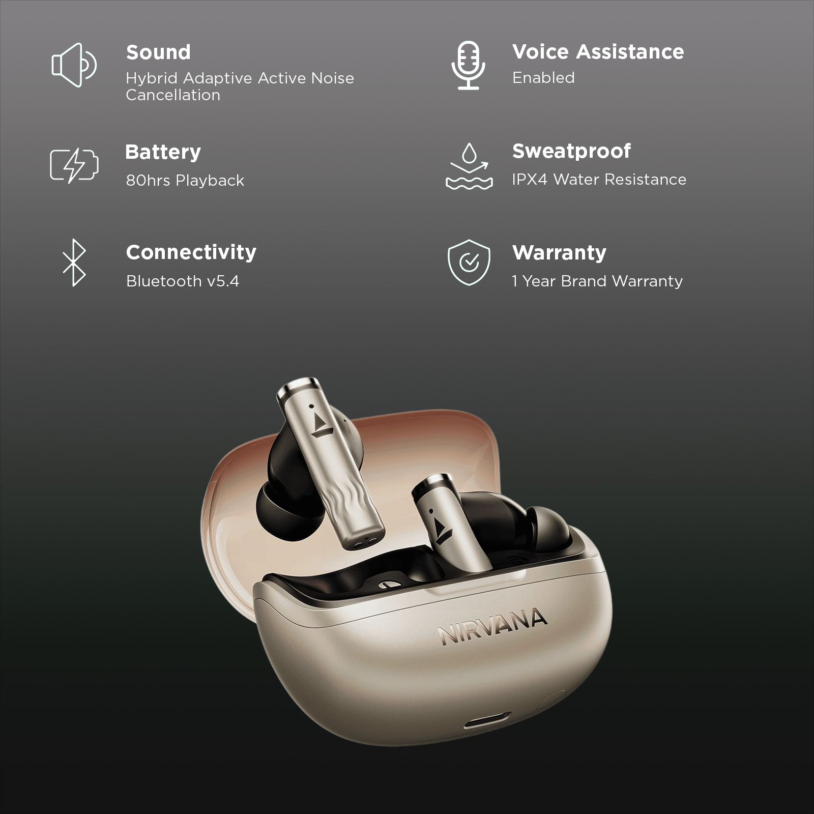 boAt Nirvana Zenith Pro TWS Earbuds with Hybrid Adaptive Active Noise Cancellation (IPX4 Water Resistance, Google Fast Pair, Platinum Gold)_2
