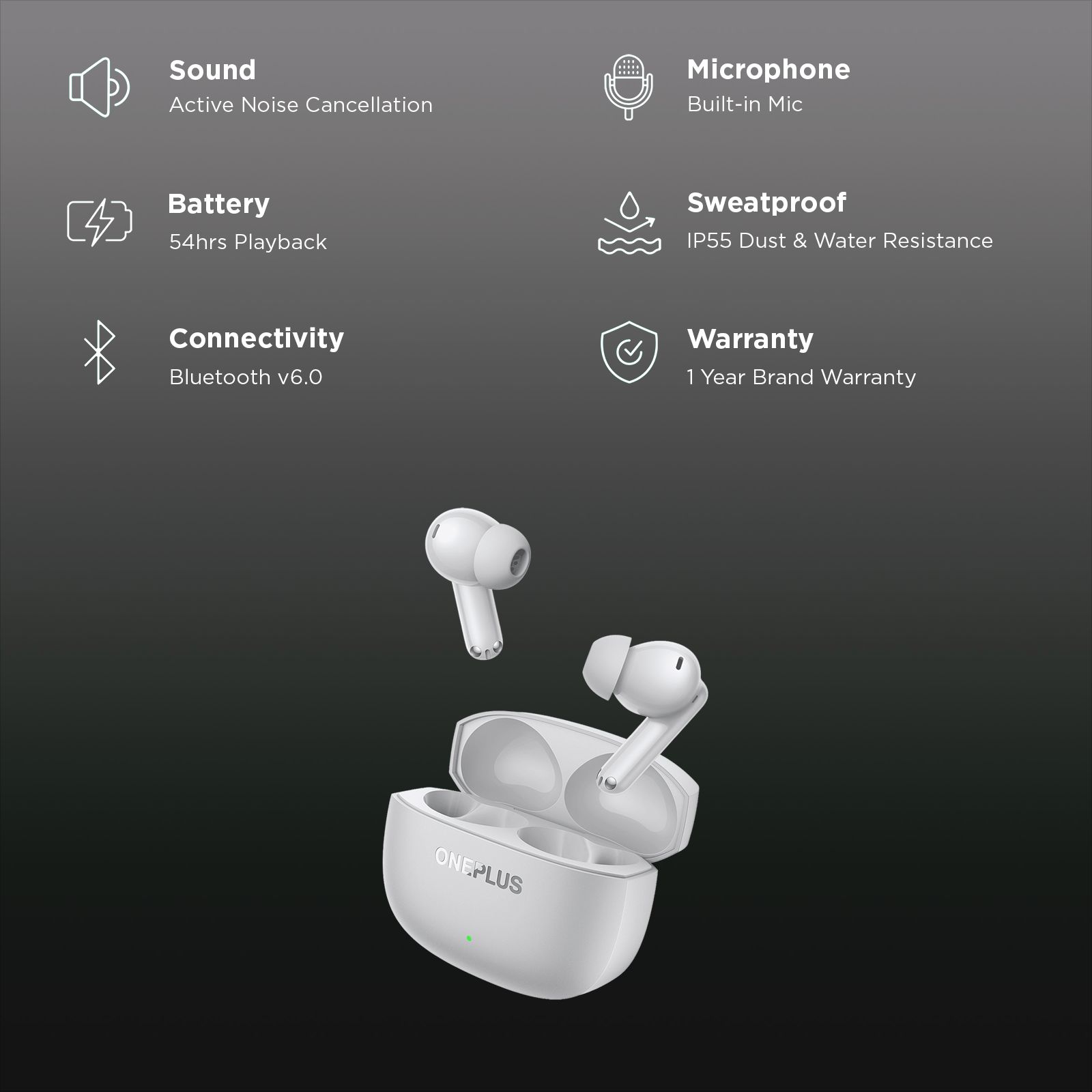 OnePlus Nord Buds 4 Pro E518A TWS Earbuds with Active Noise Cancellation (IP55 Dust & Water Resistance, 6 Mic AI Clear Call, Radiant Gray)_2