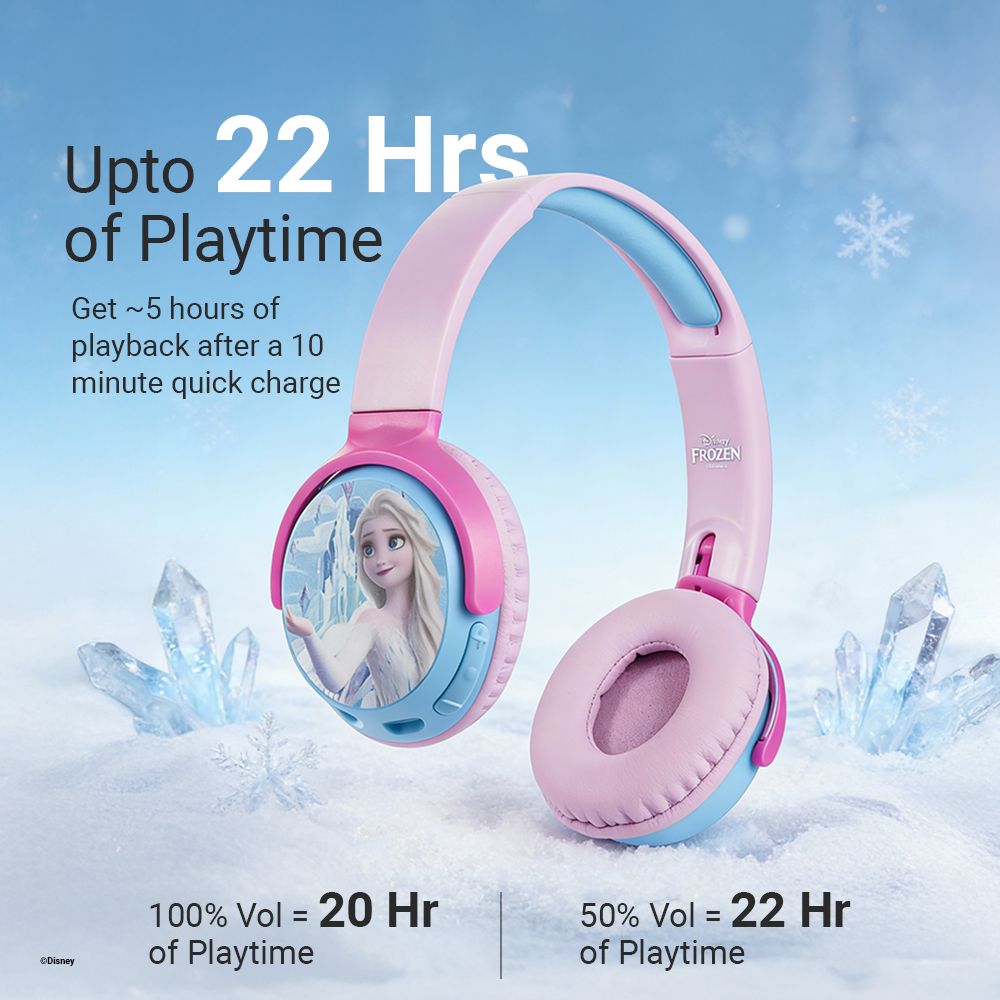 VOLKANO Disney Frozen DY-9955-FR Bluetooth Headphone with Mic (Kids Friendly Volume, Over Ear, Pink) VOLKANO Disney Frozen DY-9955-FR Bluetooth Headphone with Mic (Kids Friendly Volume, Over Ear, Pink)_4