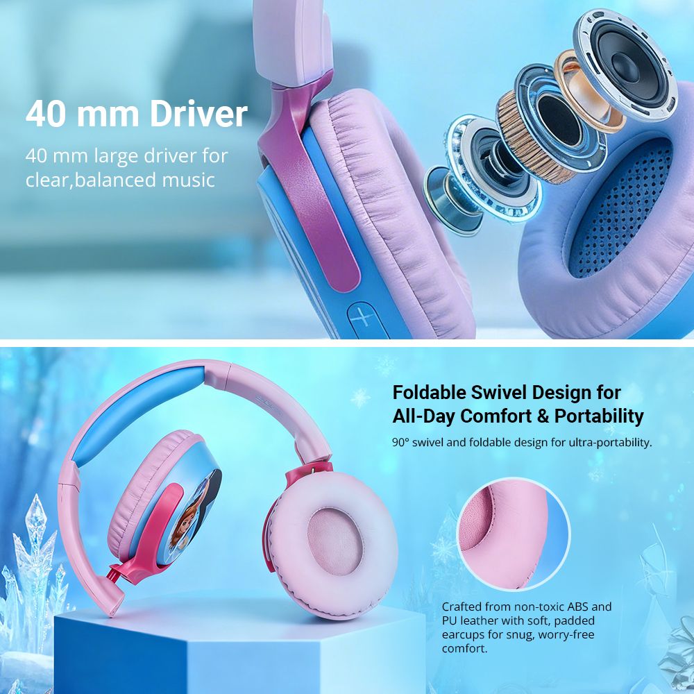 VOLKANO Disney Frozen DY-9955-FR Bluetooth Headphone with Mic (Kids Friendly Volume, Over Ear, Pink) VOLKANO Disney Frozen DY-9955-FR Bluetooth Headphone with Mic (Kids Friendly Volume, Over Ear, Pink)_7