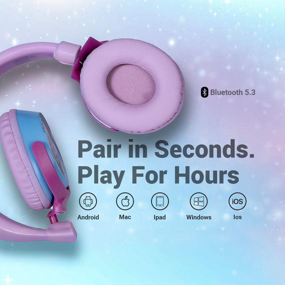 VOLKANO Disney Frozen DY-9955-FR Bluetooth Headphone with Mic (Kids Friendly Volume, Over Ear, Pink) VOLKANO Disney Frozen DY-9955-FR Bluetooth Headphone with Mic (Kids Friendly Volume, Over Ear, Pink)_12