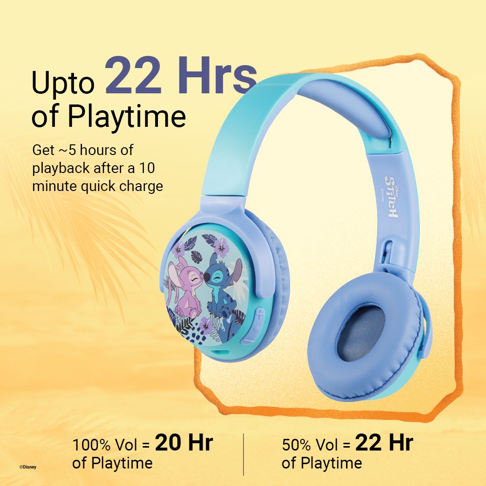 VOLKANO Disney Stitch DY-9955-ST Bluetooth Headphone with Mic (Kids Friendly Volume, Over Ear, Blue) VOLKANO Disney Stitch DY-9955-ST Bluetooth Headphone with Mic (Kids Friendly Volume, Over Ear, Blue)_4