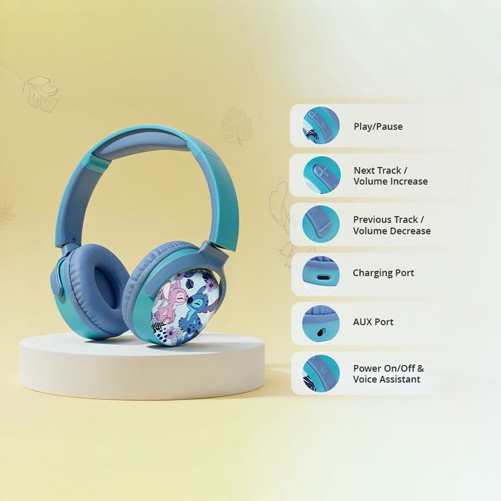 VOLKANO Disney Stitch DY-9955-ST Bluetooth Headphone with Mic (Kids Friendly Volume, Over Ear, Blue) VOLKANO Disney Stitch DY-9955-ST Bluetooth Headphone with Mic (Kids Friendly Volume, Over Ear, Blue)_5