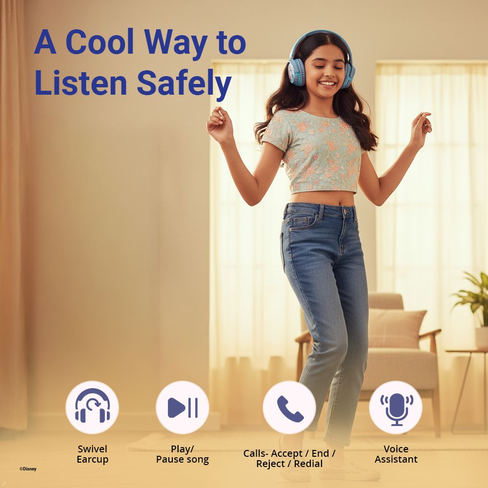 VOLKANO Disney Stitch DY-9955-ST Bluetooth Headphone with Mic (Kids Friendly Volume, Over Ear, Blue) VOLKANO Disney Stitch DY-9955-ST Bluetooth Headphone with Mic (Kids Friendly Volume, Over Ear, Blue)_7