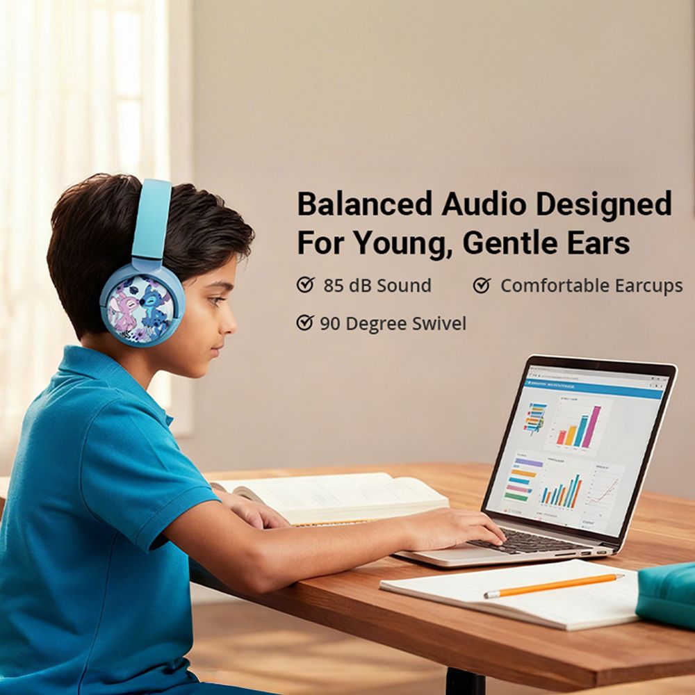 VOLKANO Disney Stitch DY-9955-ST Bluetooth Headphone with Mic (Kids Friendly Volume, Over Ear, Blue) VOLKANO Disney Stitch DY-9955-ST Bluetooth Headphone with Mic (Kids Friendly Volume, Over Ear, Blue)_10