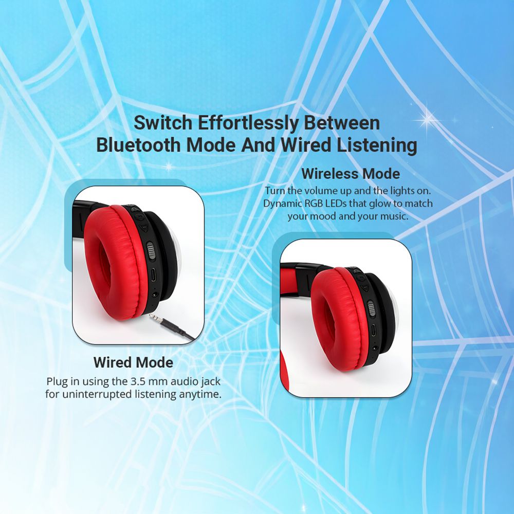 VOLKANO Marvel Spiderman 3D MV-3054-SM Bluetooth Headphone with Mic (Kids Friendly Volume, Over Ear, Red) VOLKANO Marvel Spiderman 3D MV-3054-SM Bluetooth Headphone with Mic (Kids Friendly Volume, Over Ear, Red)_11