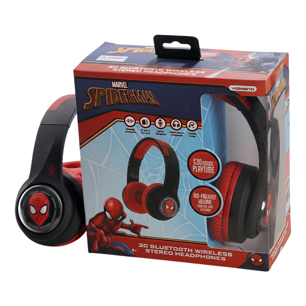 VOLKANO Marvel Spiderman 3D MV-3054-SM Bluetooth Headphone with Mic (Kids Friendly Volume, Over Ear, Red) VOLKANO Marvel Spiderman 3D MV-3054-SM Bluetooth Headphone with Mic (Kids Friendly Volume, Over Ear, Red)_4