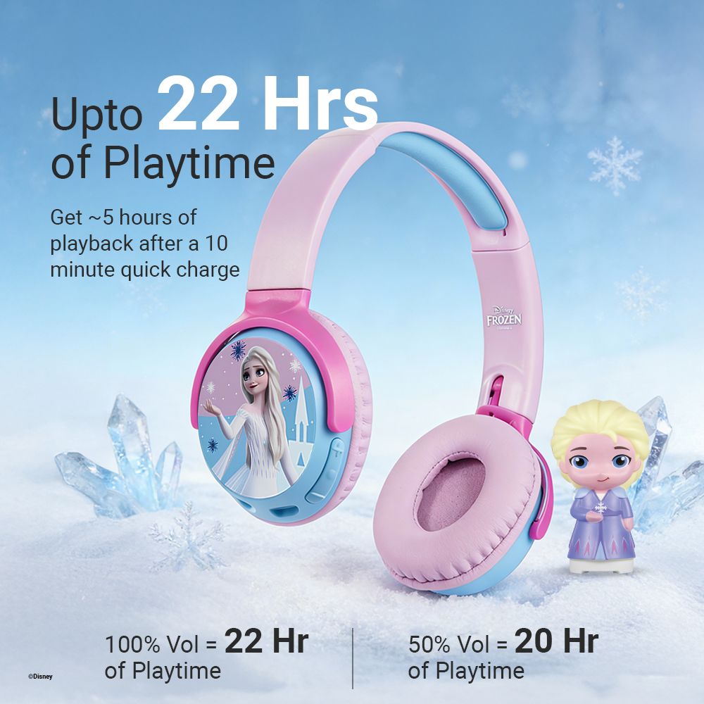 VOLKANO Disney Frozen DY-5060-FR Bluetooth Headphone with Mic (Kids Friendly Volume, Over Ear, Pink) VOLKANO Disney Frozen DY-5060-FR Bluetooth Headphone with Mic (Kids Friendly Volume, Over Ear, Pink)_4