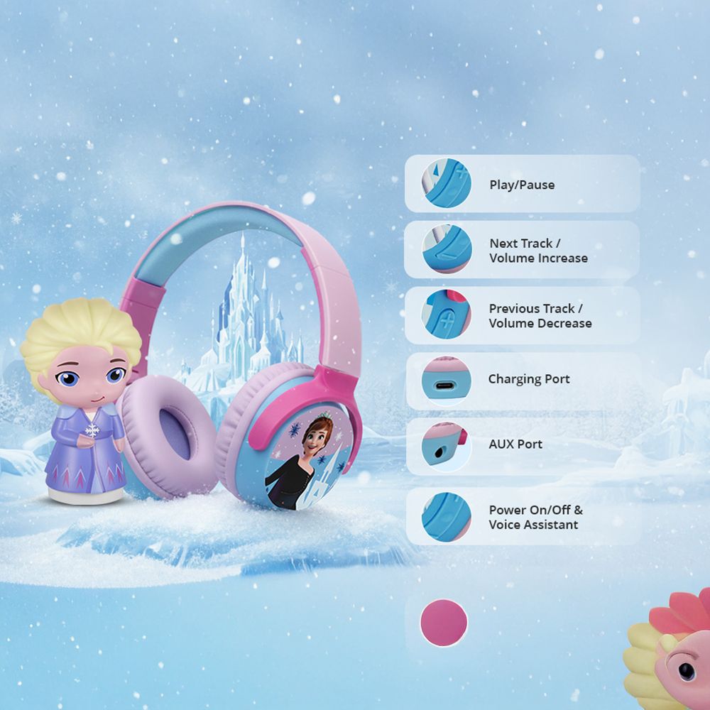 VOLKANO Disney Frozen DY-5060-FR Bluetooth Headphone with Mic (Kids Friendly Volume, Over Ear, Pink) VOLKANO Disney Frozen DY-5060-FR Bluetooth Headphone with Mic (Kids Friendly Volume, Over Ear, Pink)_5