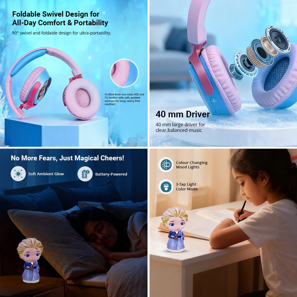 VOLKANO Disney Frozen DY-5060-FR Bluetooth Headphone with Mic (Kids Friendly Volume, Over Ear, Pink) VOLKANO Disney Frozen DY-5060-FR Bluetooth Headphone with Mic (Kids Friendly Volume, Over Ear, Pink)_7