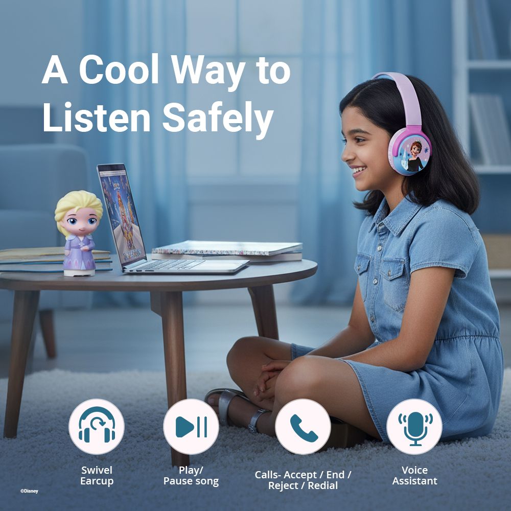 VOLKANO Disney Frozen DY-5060-FR Bluetooth Headphone with Mic (Kids Friendly Volume, Over Ear, Pink) VOLKANO Disney Frozen DY-5060-FR Bluetooth Headphone with Mic (Kids Friendly Volume, Over Ear, Pink)_8