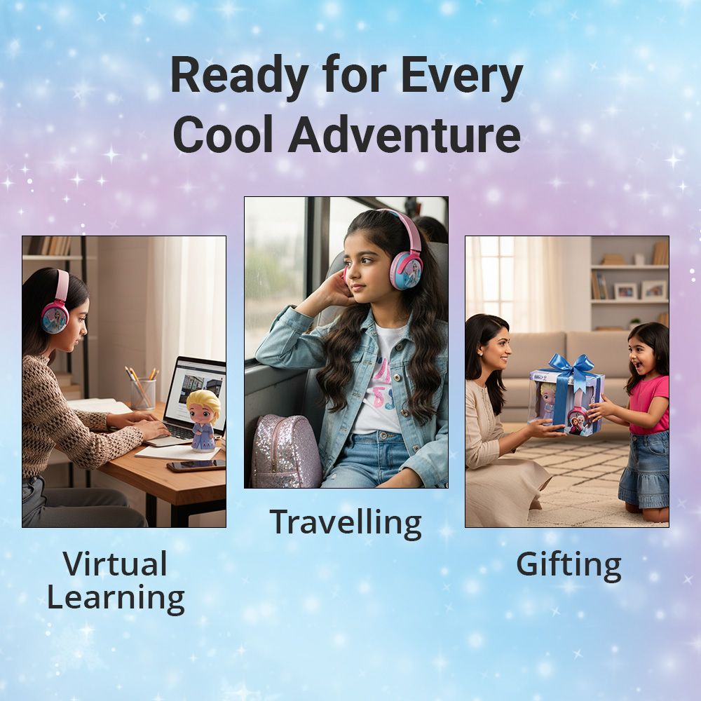 VOLKANO Disney Frozen DY-5060-FR Bluetooth Headphone with Mic (Kids Friendly Volume, Over Ear, Pink) VOLKANO Disney Frozen DY-5060-FR Bluetooth Headphone with Mic (Kids Friendly Volume, Over Ear, Pink)_9