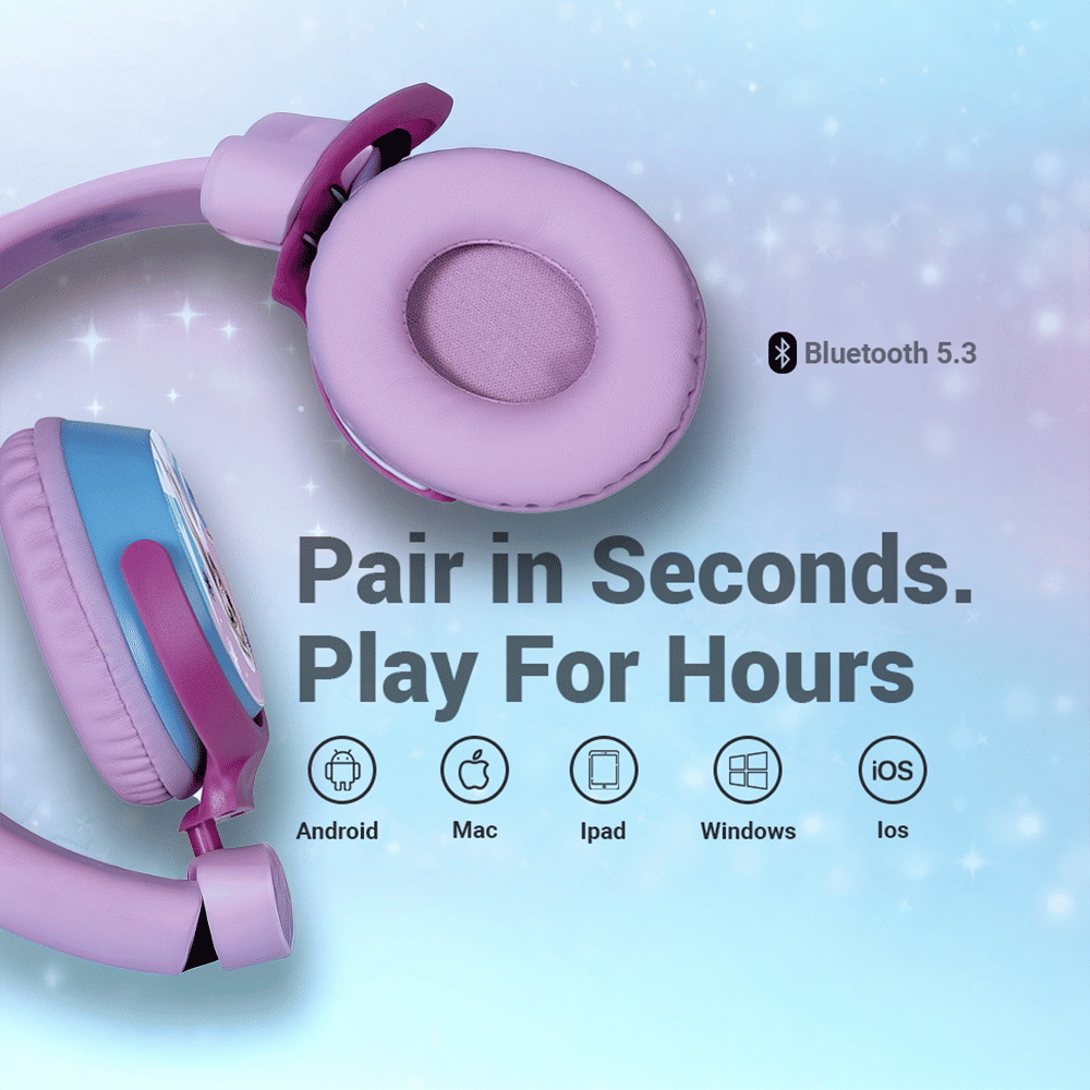 VOLKANO Disney Frozen DY-5060-FR Bluetooth Headphone with Mic (Kids Friendly Volume, Over Ear, Pink) VOLKANO Disney Frozen DY-5060-FR Bluetooth Headphone with Mic (Kids Friendly Volume, Over Ear, Pink)_12