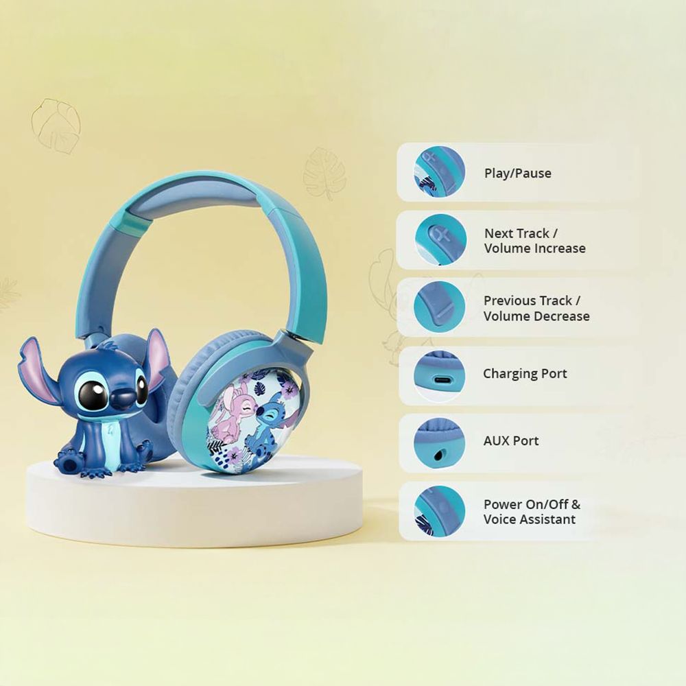 VOLKANO Disney Stitch DY-5060-ST Bluetooth Headphone with Mic (Kids Friendly Volume, Over Ear, Blue) VOLKANO Disney Stitch DY-5060-ST Bluetooth Headphone with Mic (Kids Friendly Volume, Over Ear, Blue)_5