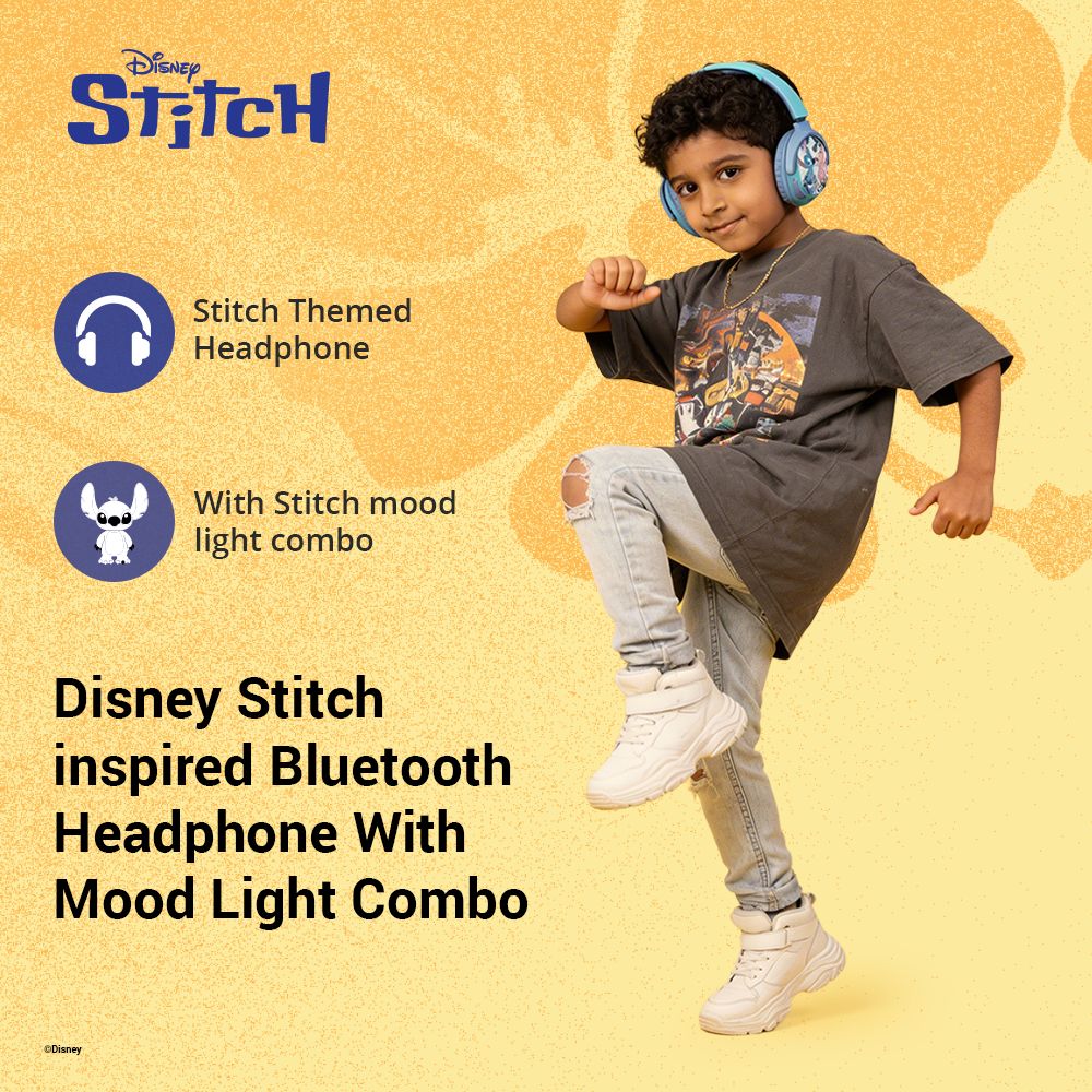 VOLKANO Disney Stitch DY-5060-ST Bluetooth Headphone with Mic (Kids Friendly Volume, Over Ear, Blue) VOLKANO Disney Stitch DY-5060-ST Bluetooth Headphone with Mic (Kids Friendly Volume, Over Ear, Blue)_6