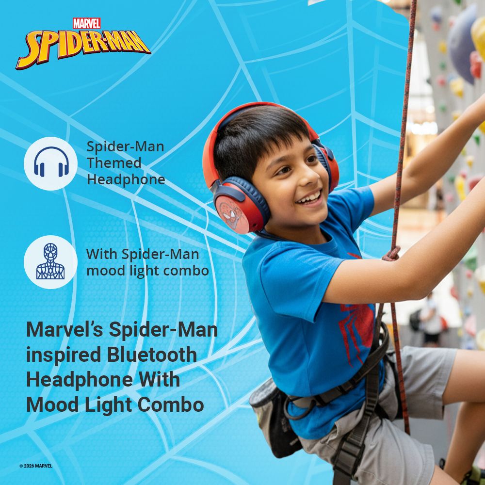 VOLKANO Marvel Spiderman MV-5060-SM Bluetooth Headphone with Mic (Kids Friendly Volume, Over Ear, Red) VOLKANO Marvel Spiderman MV-5060-SM Bluetooth Headphone with Mic (Kids Friendly Volume, Over Ear, Red)_6