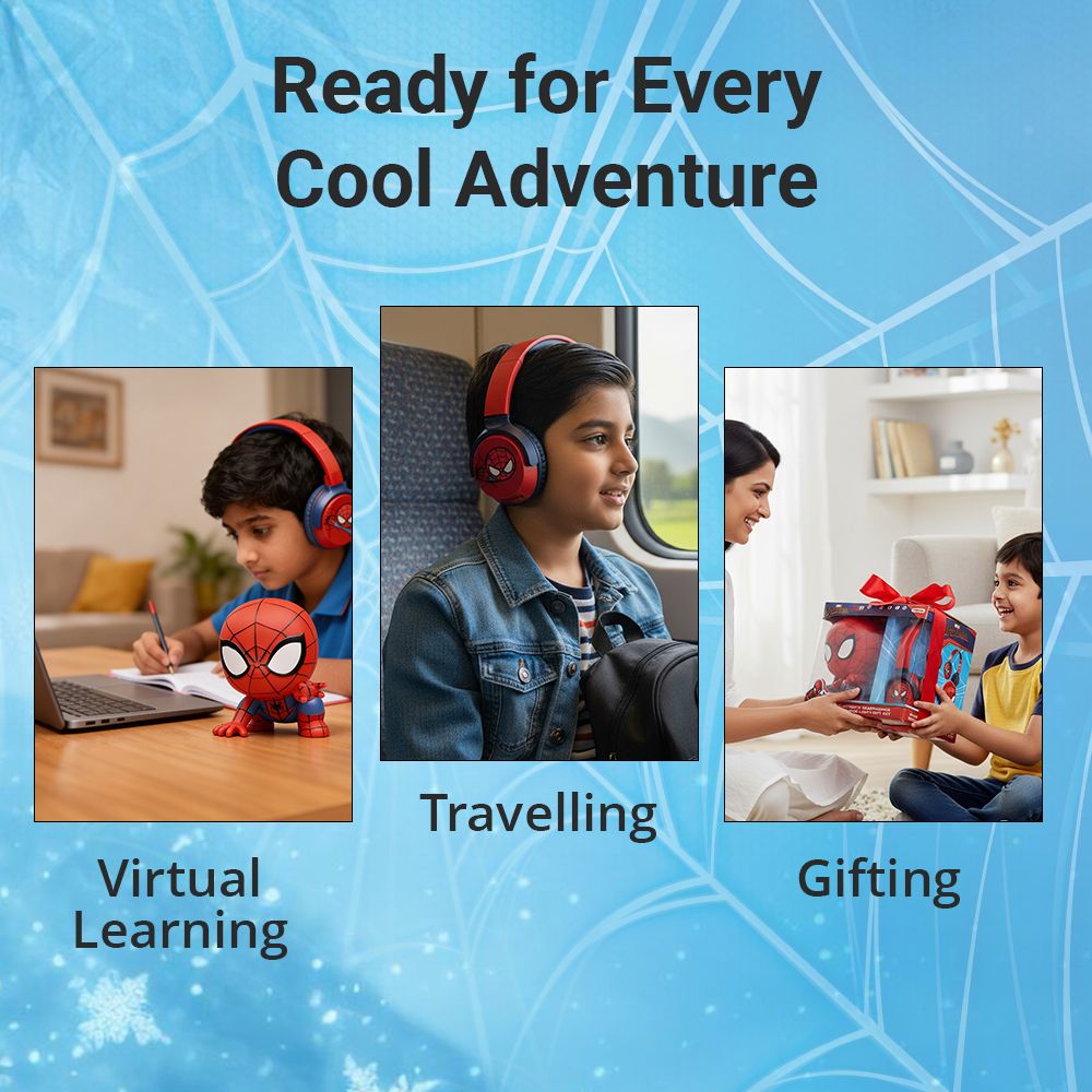 VOLKANO Marvel Spiderman MV-5060-SM Bluetooth Headphone with Mic (Kids Friendly Volume, Over Ear, Red) VOLKANO Marvel Spiderman MV-5060-SM Bluetooth Headphone with Mic (Kids Friendly Volume, Over Ear, Red)_9