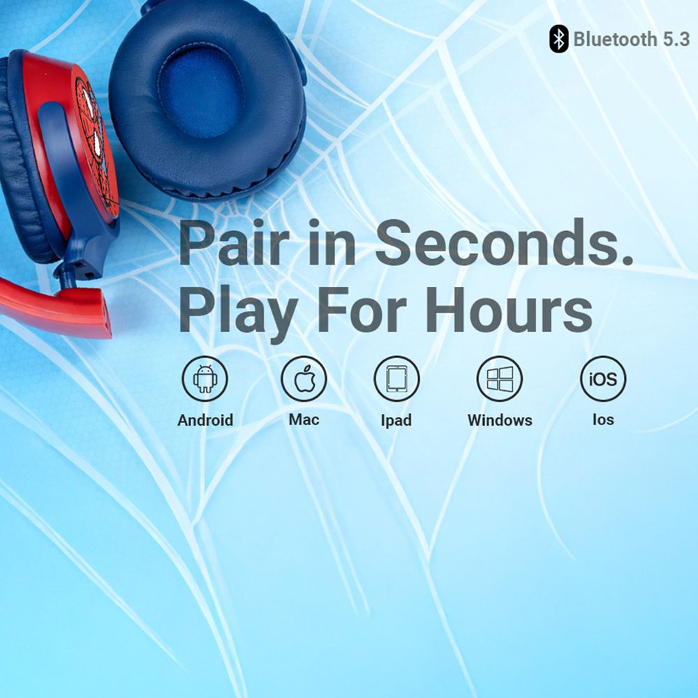 VOLKANO Marvel Spiderman MV-5060-SM Bluetooth Headphone with Mic (Kids Friendly Volume, Over Ear, Red) VOLKANO Marvel Spiderman MV-5060-SM Bluetooth Headphone with Mic (Kids Friendly Volume, Over Ear, Red)_10