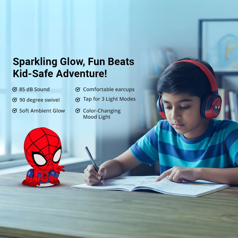 VOLKANO Marvel Spiderman MV-5060-SM Bluetooth Headphone with Mic (Kids Friendly Volume, Over Ear, Red) VOLKANO Marvel Spiderman MV-5060-SM Bluetooth Headphone with Mic (Kids Friendly Volume, Over Ear, Red)_12