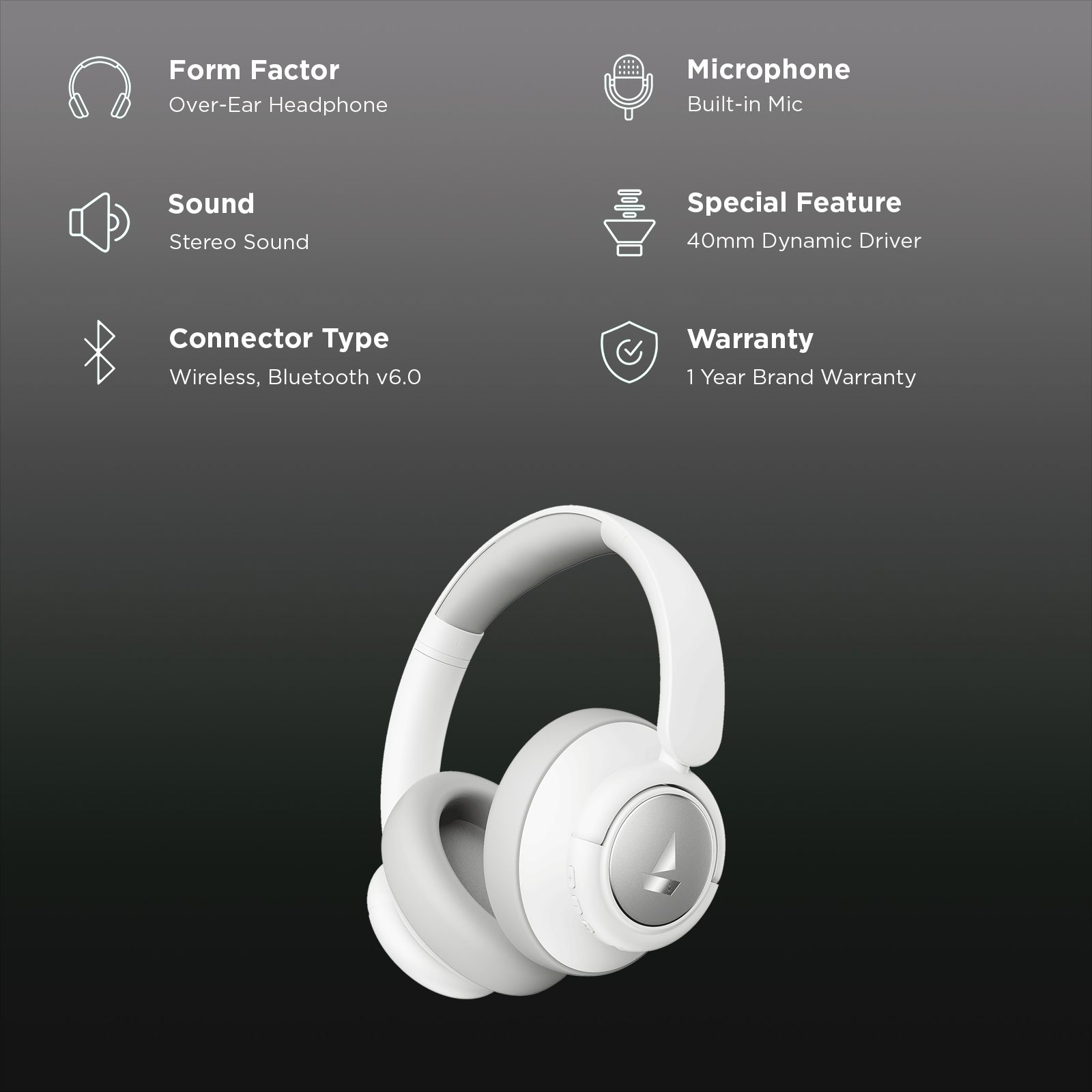 boAt Rockerz Plus 450 PA0056 Bluetooth Headphone with Mic (Hybrid Active Noise Cancellation, Over Ear, White Sabre)_2