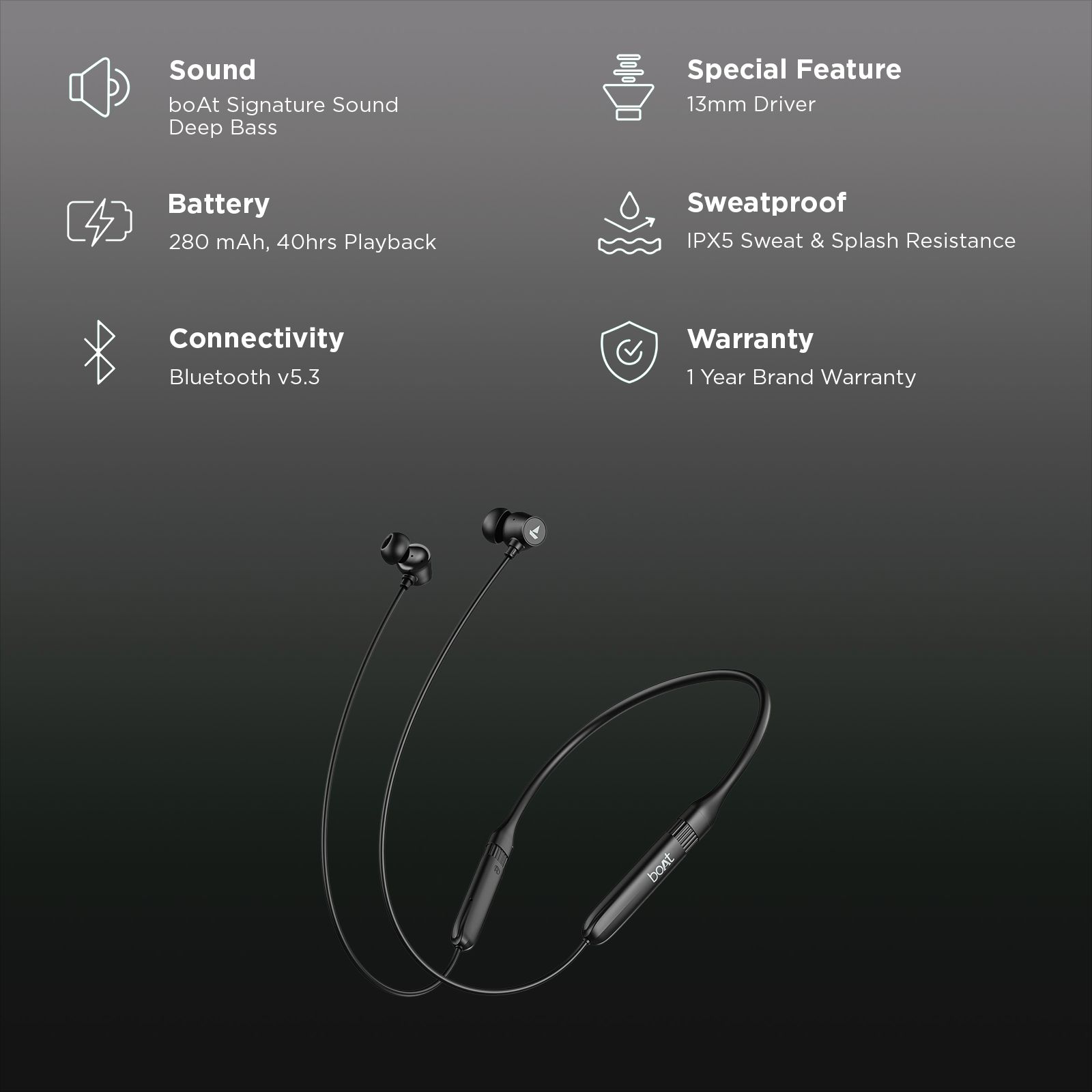 boAt Rockerz Zen PP0057 Neckband with Active Noise Cancellation (IPX5 Splash & Sweat Resistance, 40 Hours Total Playtime, Onyx Black) boAt Rockerz Zen PP0057 Neckband with Active Noise Cancellation (IPX5 Splash & Sweat Resistance, 40 Hours Total Playtime, Onyx Black)_2