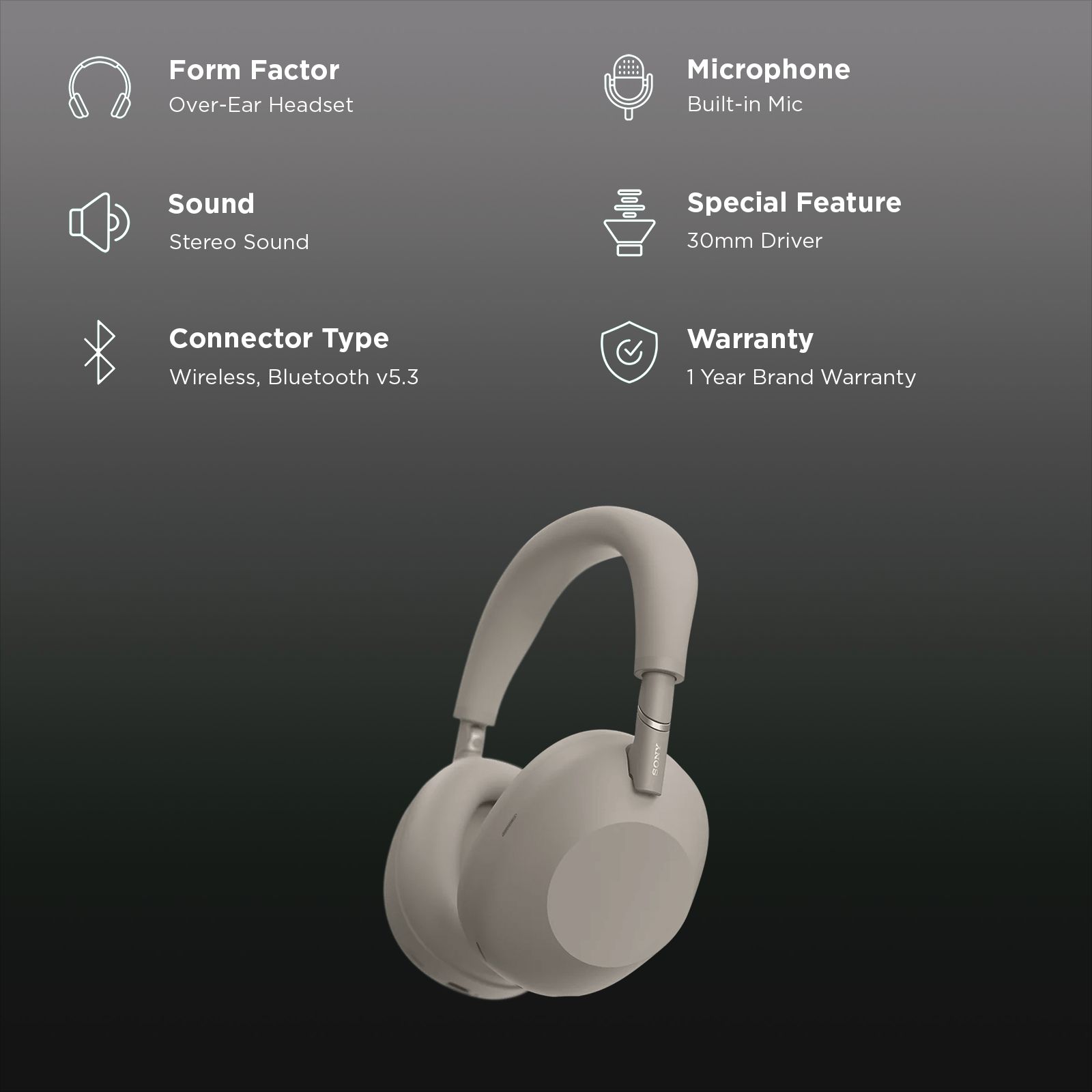 SONY 1000X Series WH-1000XM6 Bluetooth Headphone with Mic (Adaptive Noise Cancellation, Over Ear, Sandstone) SONY 1000X Series WH-1000XM6 Bluetooth Headphone with Mic (Adaptive Noise Cancellation, Over Ear, Sandstone)_2
