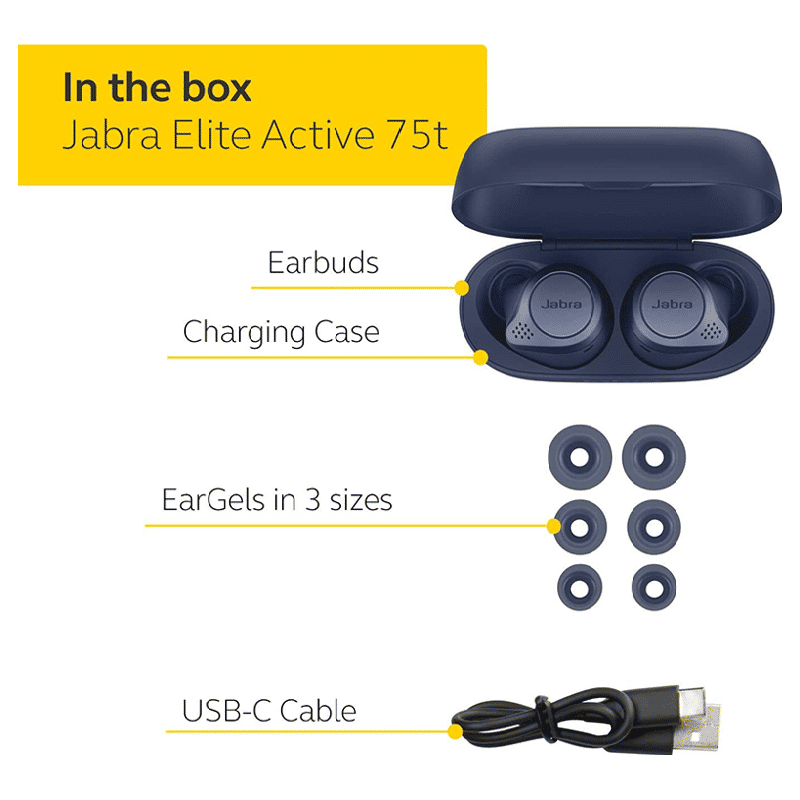 Jabra Elite Active 75t 100-99091000-40 In-Ear Active Noise Cancellation Truly Wireless Earbuds with Mic (Bluetooth 5.0, Voice Assistant Supported, Navy) Jabra Elite Active 75t 100-99091000-40 In-Ear Active Noise Cancellation Truly Wireless Earbuds with Mic (Bluetooth 5.0, Voice Assistant Supported, Navy)_6