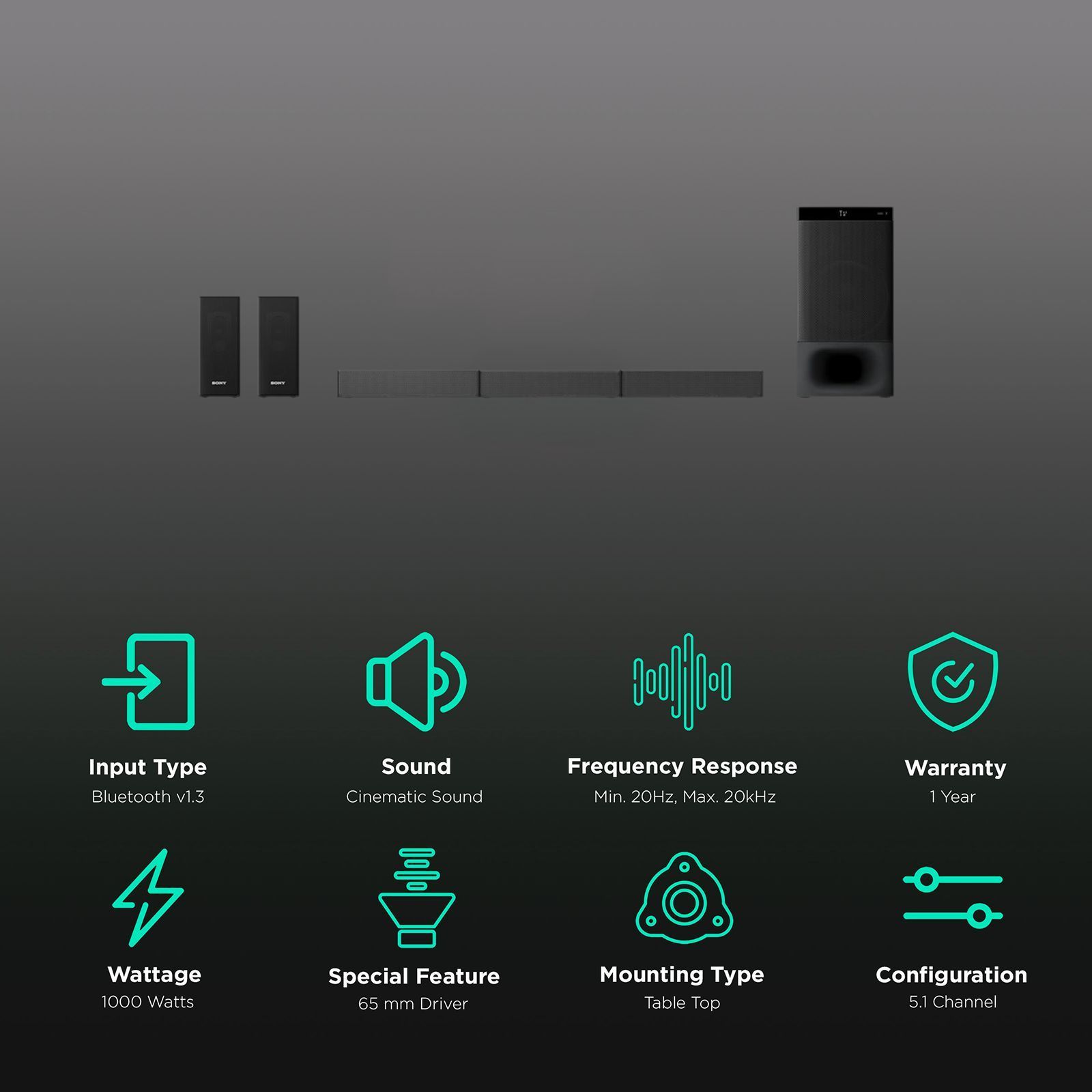 SONY HT-S500RF 1000W Bluetooth Soundbar with Remote (Dolby Digital, 5.1 Channel, Black) SONY HT-S500RF 1000W Bluetooth Soundbar with Remote (Dolby Digital, 5.1 Channel, Black)_2