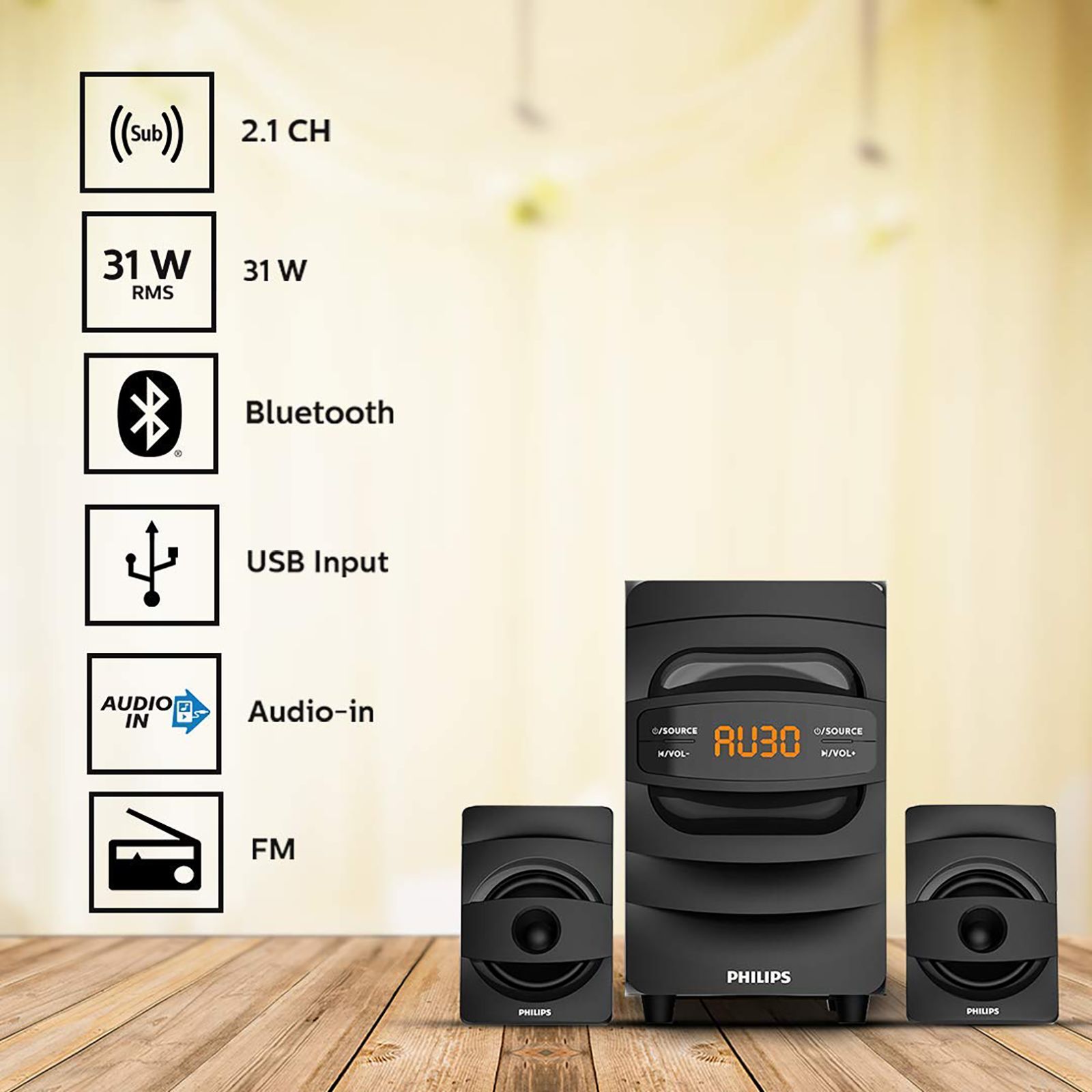 PHILIPS 31W Multimedia Speaker (Surround Sound, 2.1 Channel, Black) PHILIPS 31W Multimedia Speaker (Surround Sound, 2.1 Channel, Black)_11