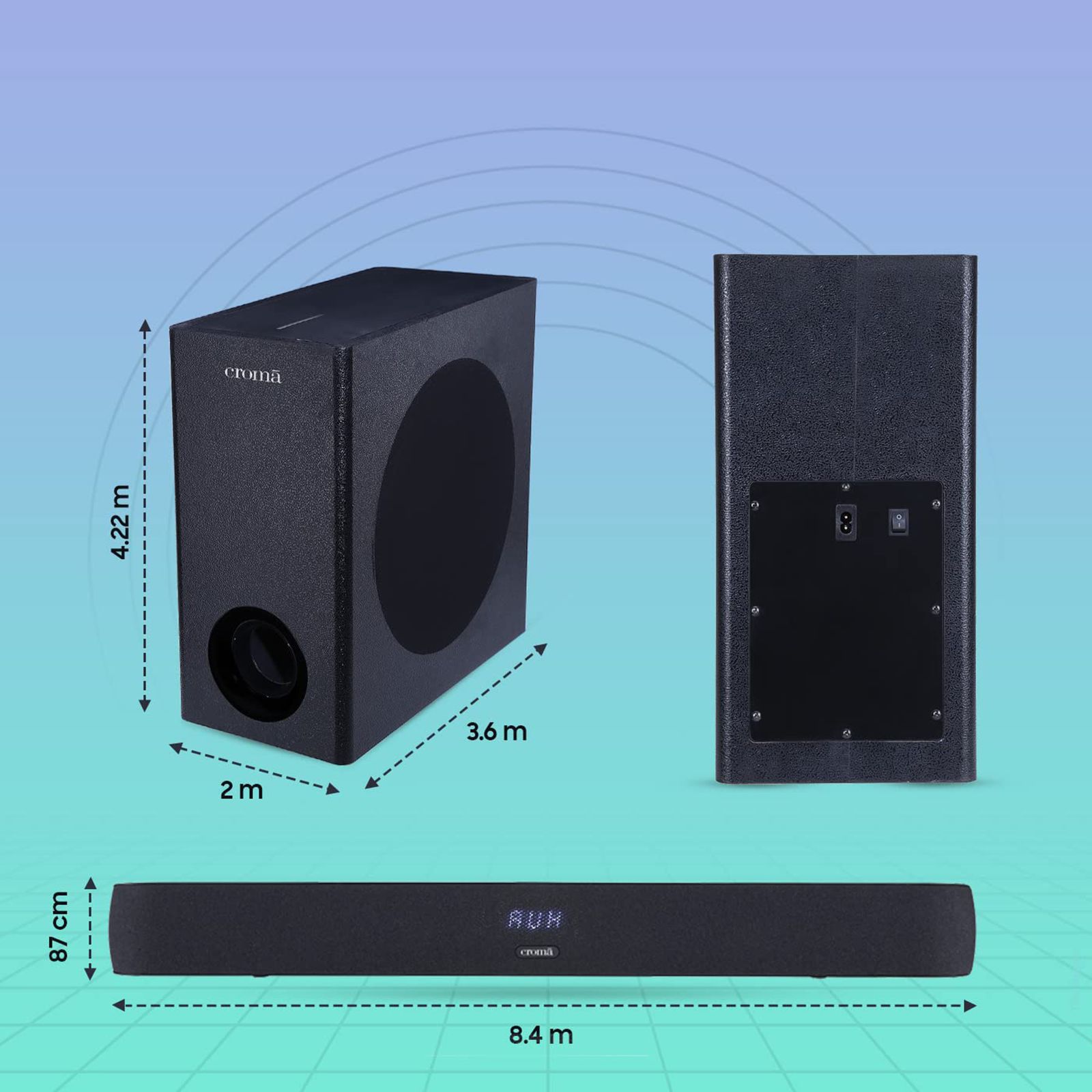 Croma 240W Bluetooth Soundbar with Remote (Rich Bass, 2.1 Channel, Black) Croma 240W Bluetooth Soundbar with Remote (Rich Bass, 2.1 Channel, Black)_12