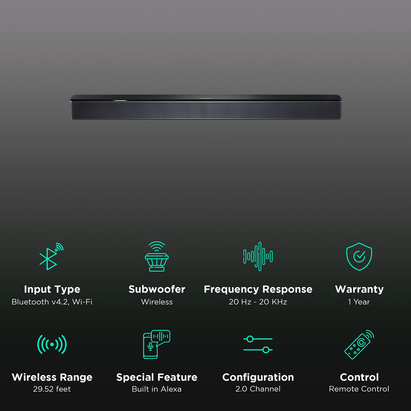 BOSE Smart 300 Soundbar with Remote (Rich Bass, 2.0 Channel, Black) BOSE Smart 300 Soundbar with Remote (Rich Bass, 2.0 Channel, Black)_2