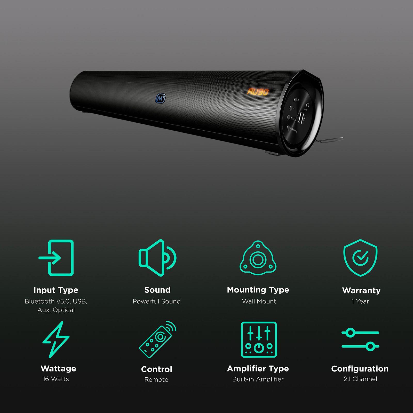 Matata MTMSS23 16W Bluetooth Soundbar with Remote (Powerful Sound, 2.1 Channel, Black) Matata MTMSS23 16W Bluetooth Soundbar with Remote (Powerful Sound, 2.1 Channel, Black)_2