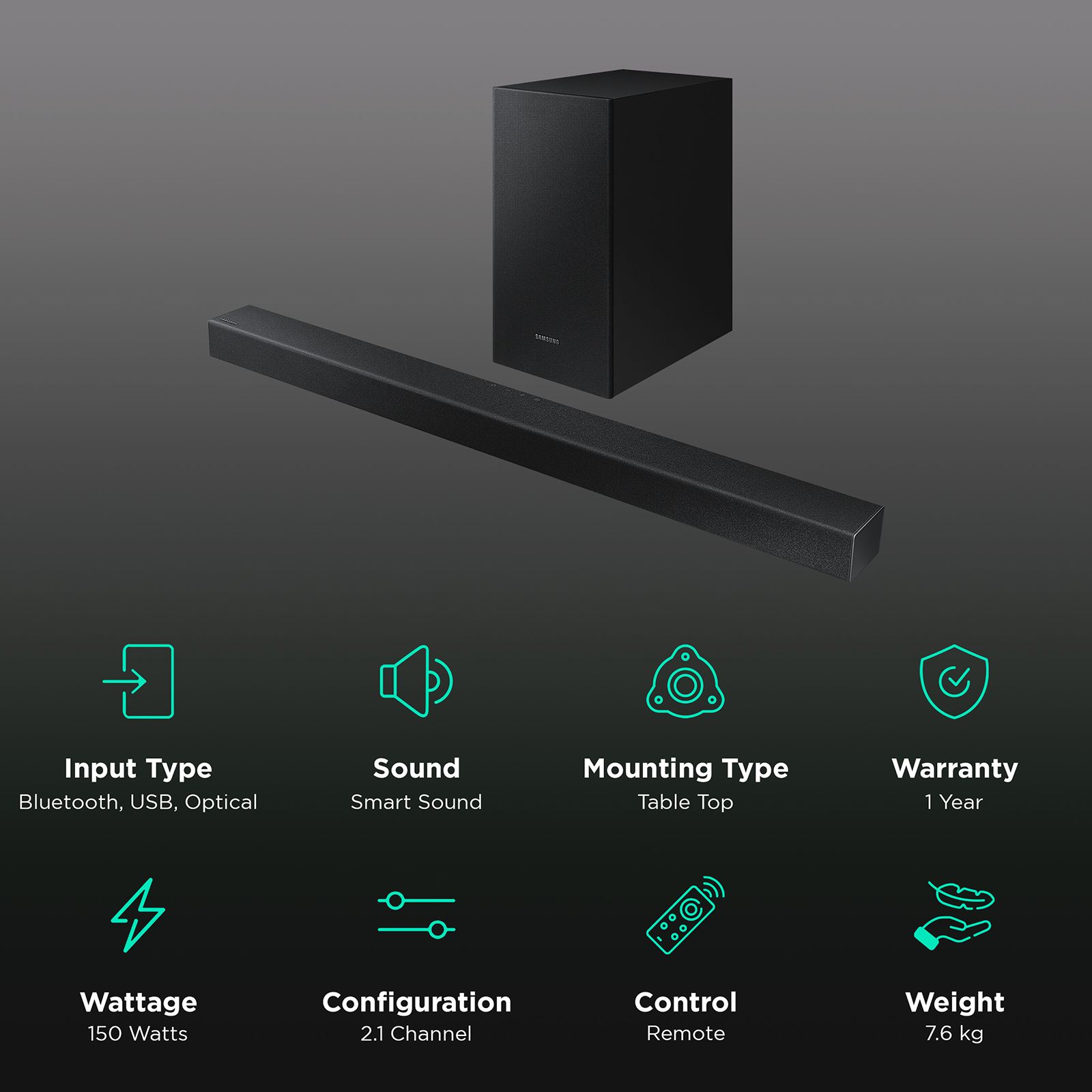 SAMSUNG HW-T420/XL 150W Bluetooth Soundbar with Remote (Dolby Digital, 2.1 Channel, Black)_2
