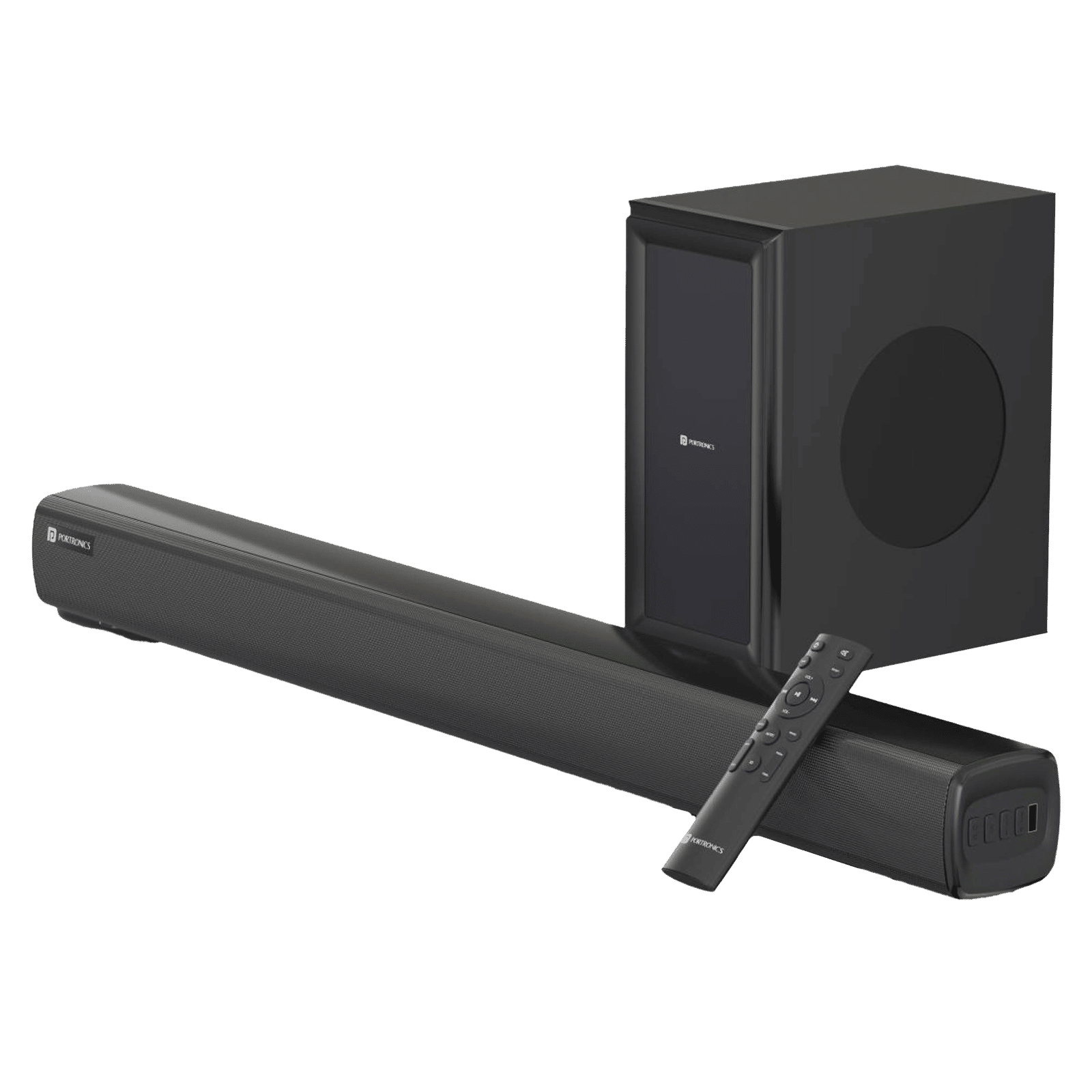 PORTRONICS Pure Sound 101 120W Soundbar with Wired Woofer with Remote (HD Sound, 2.1 Channel, Black) PORTRONICS Pure Sound 101 120W Soundbar with Wired Woofer with Remote (HD Sound, 2.1 Channel, Black)_1