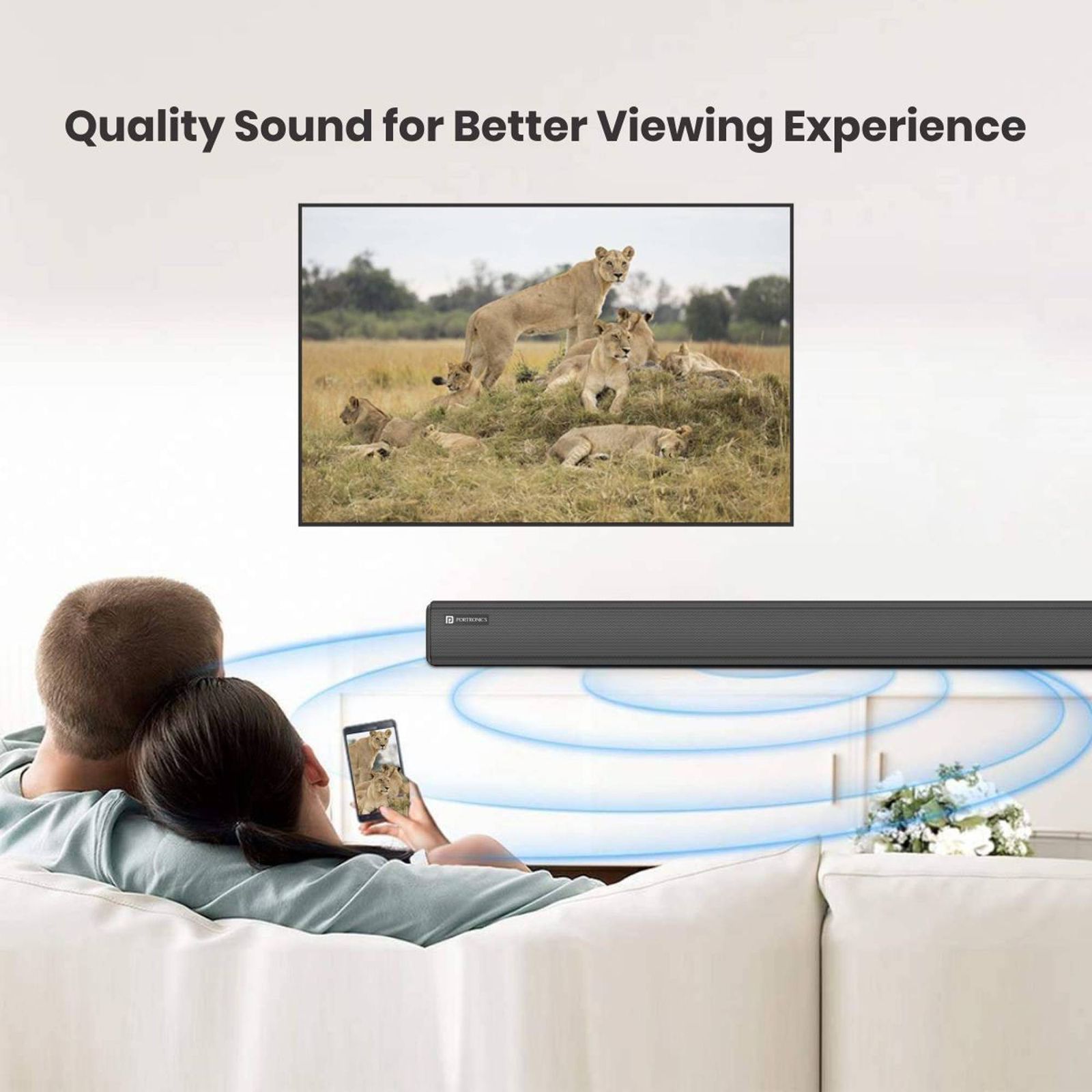 PORTRONICS Pure Sound 101 120W Soundbar with Wired Woofer with Remote (HD Sound, 2.1 Channel, Black) PORTRONICS Pure Sound 101 120W Soundbar with Wired Woofer with Remote (HD Sound, 2.1 Channel, Black)_12