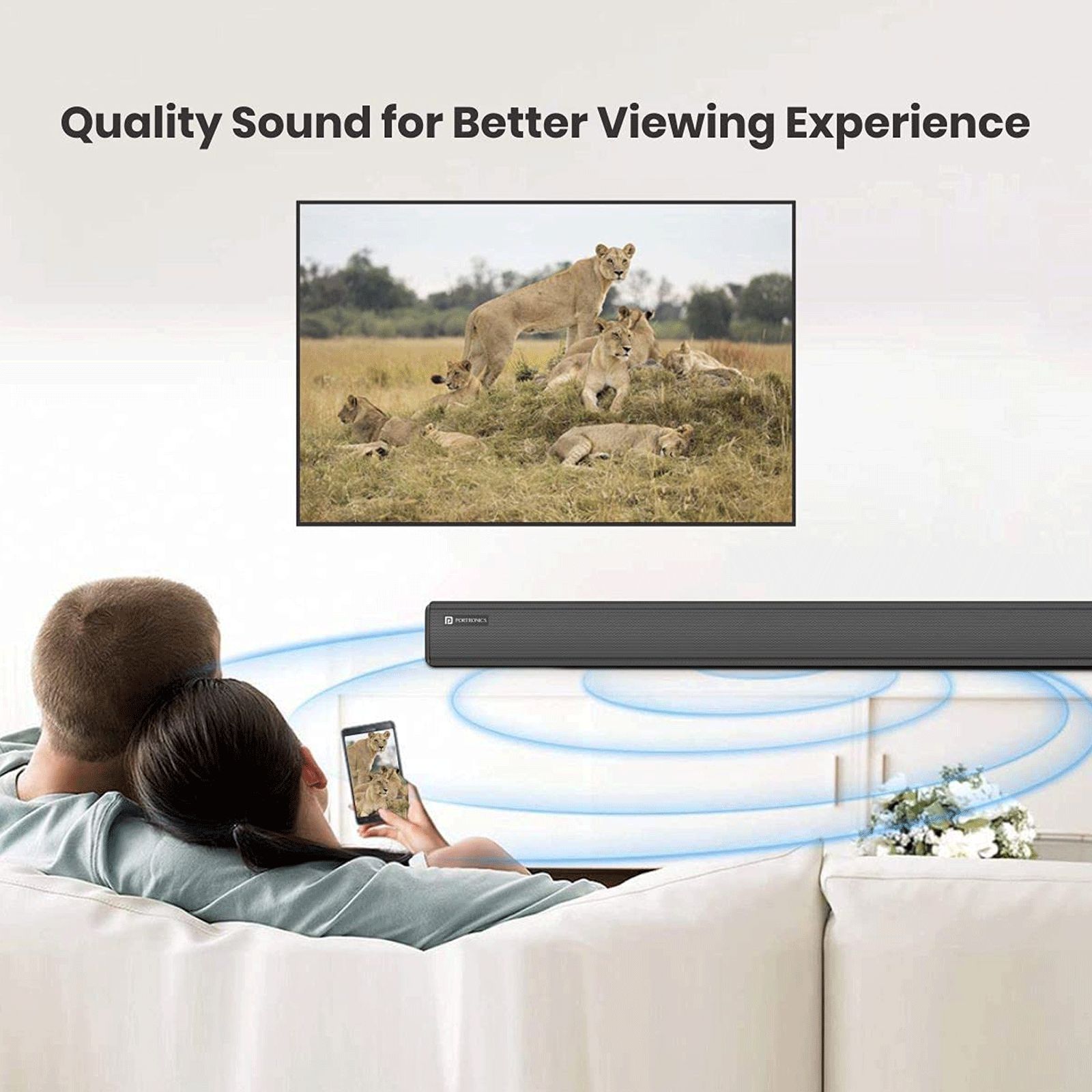 PORTRONICS Pure Sound 101 120W Soundbar with Wired Woofer with Remote (HD Sound, 2.1 Channel, Black) PORTRONICS Pure Sound 101 120W Soundbar with Wired Woofer with Remote (HD Sound, 2.1 Channel, Black)_6