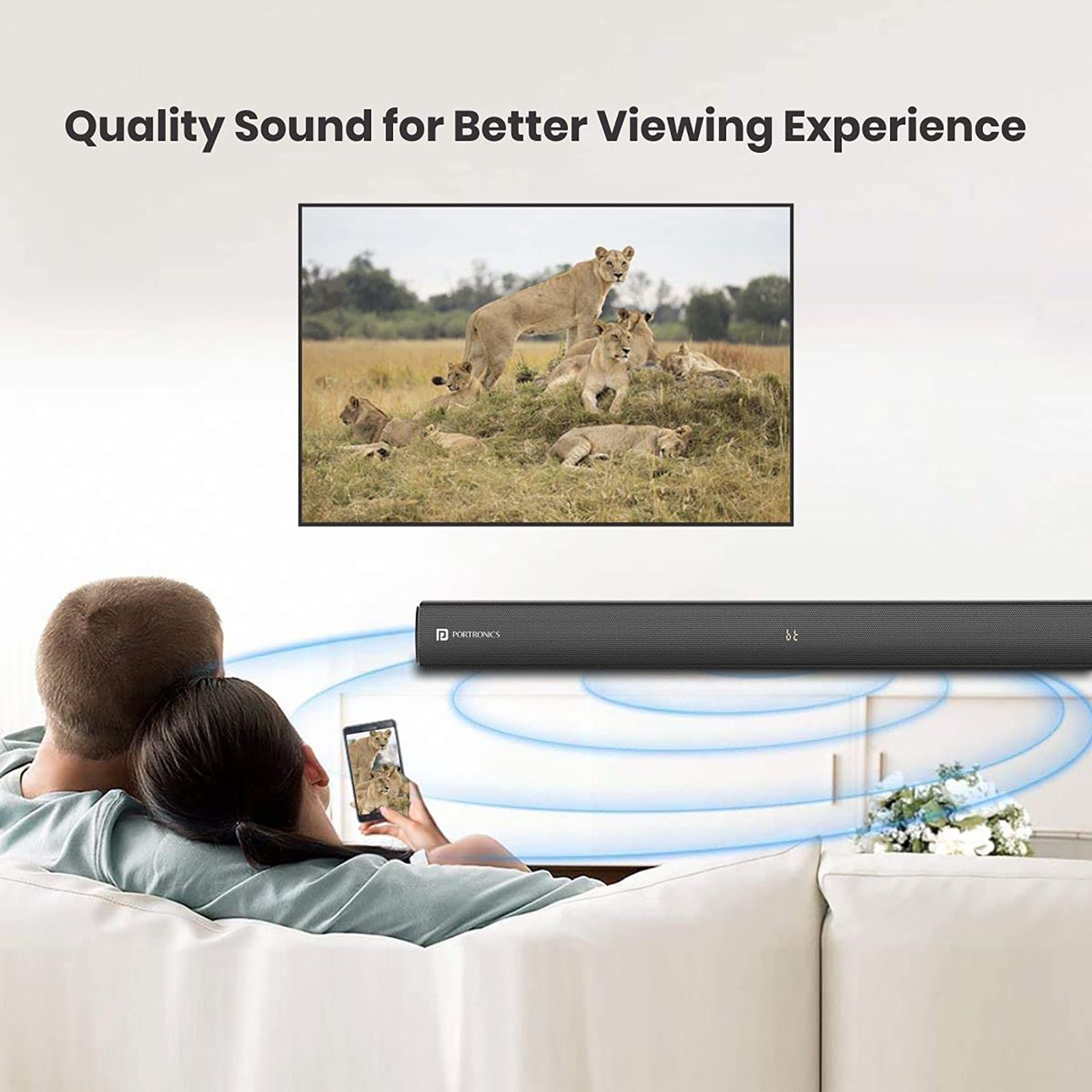 PORTRONICS Pure Sound 102 160W Bluetooth Soundbar with Remote (Surround Sound, 2.1 Channel, Black)_13