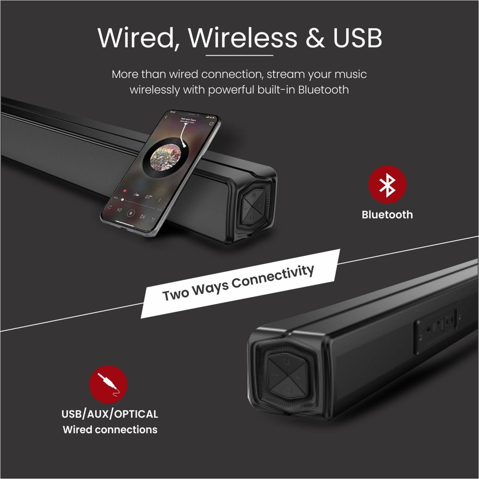 PORTRONICS Pure Sound One 60W Bluetooth Soundbar with Remote (Surround Sound, Stereo Channel, Black) PORTRONICS Pure Sound One 60W Bluetooth Soundbar with Remote (Surround Sound, Stereo Channel, Black)_7
