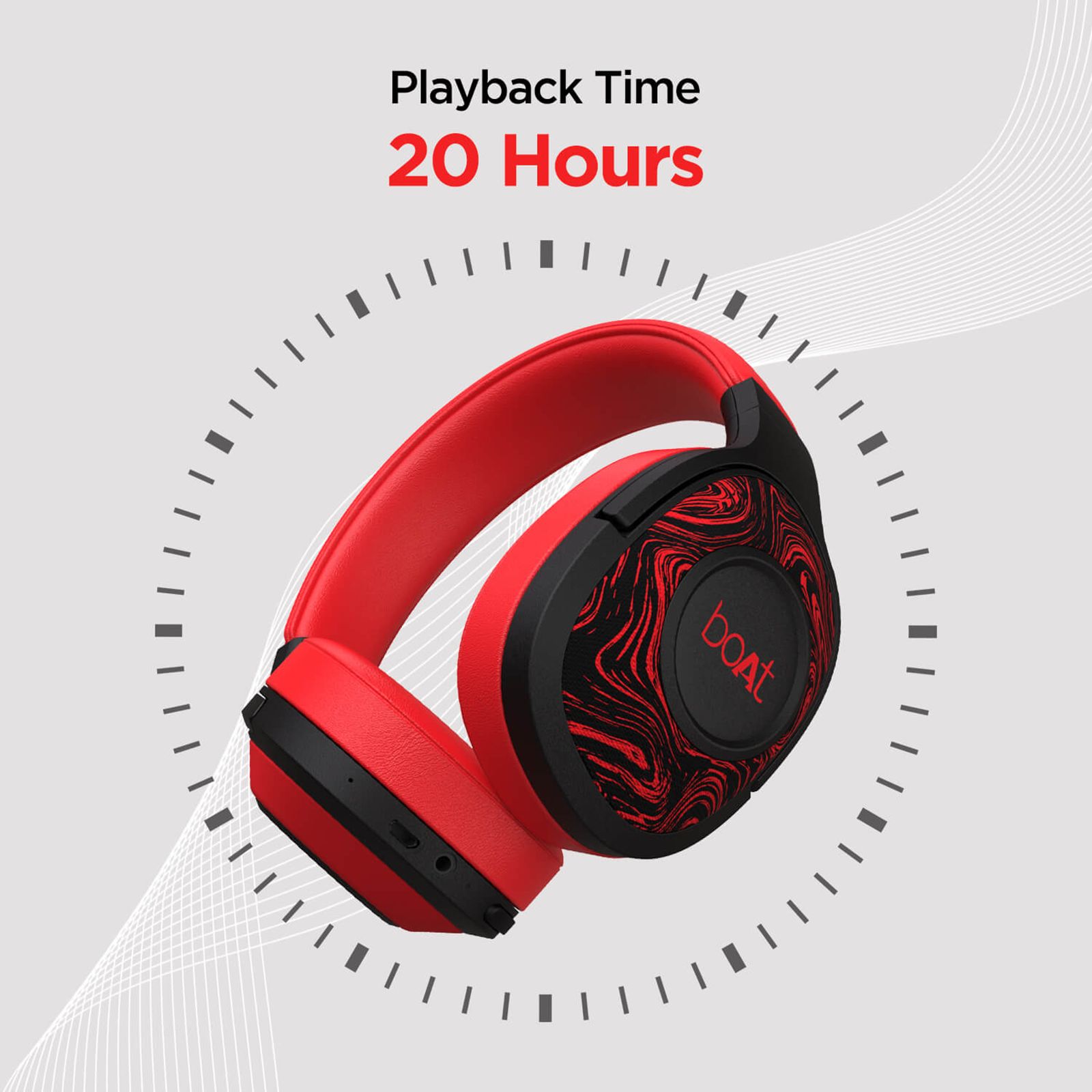 boAt Rockerz 550 Bluetooth Headset with Mic (Dual Connectivity, Over Ear, Red)_6