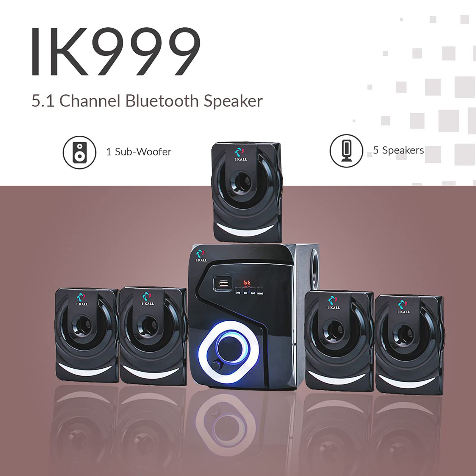 I KALL 5.1 Channel 60 Watts Multimedia Standard Home Theatre System (Wireless Music Streaming, IK-999, Black) I KALL 5.1 Channel 60 Watts Multimedia Standard Home Theatre System (Wireless Music Streaming, IK-999, Black)_5