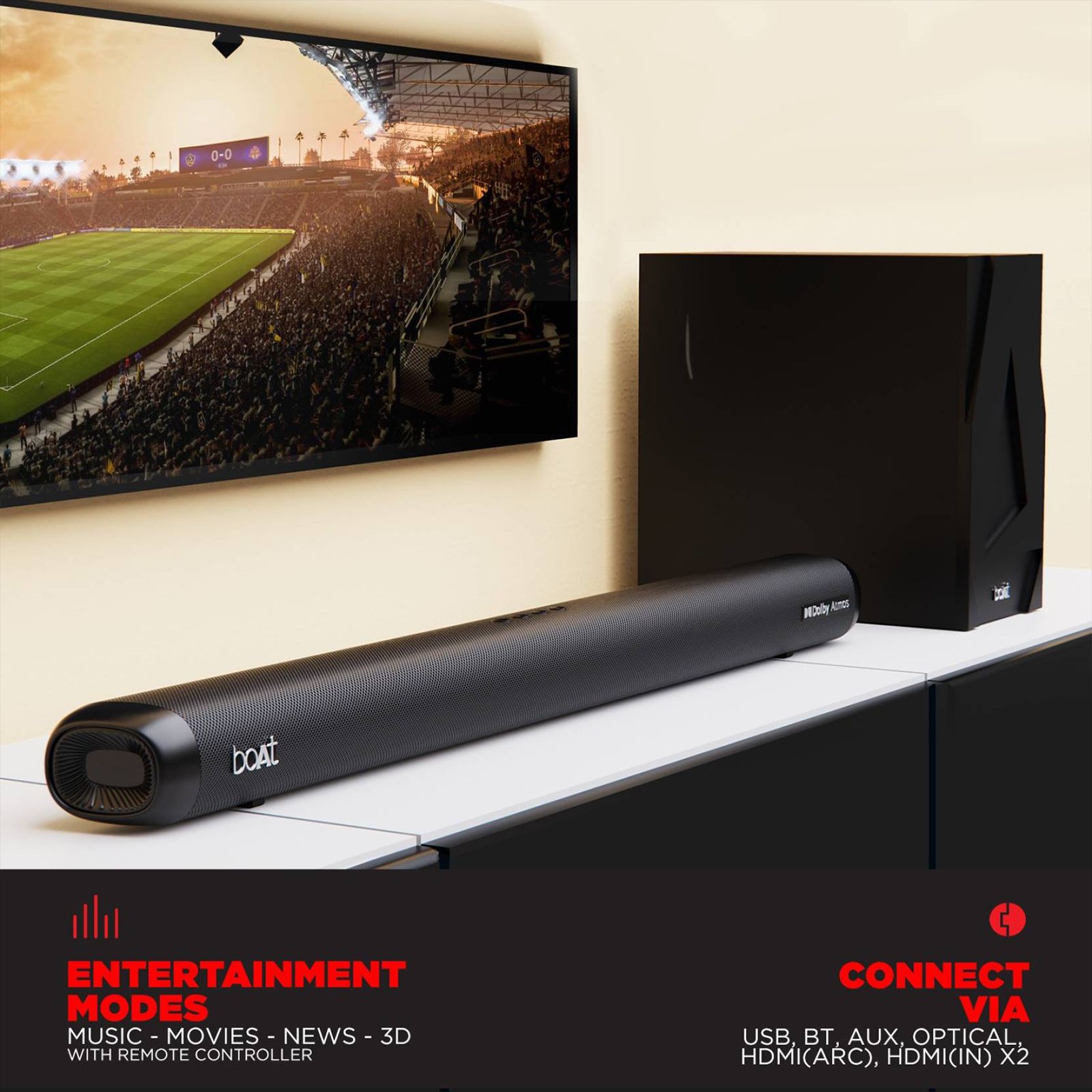 boAt Aavante Bar 4000DA 200W Bluetooth Soundbar with Remote (Dolby Atmos, 2.1.2 Channel, Black) boAt Aavante Bar 4000DA 200W Bluetooth Soundbar with Remote (Dolby Atmos, 2.1.2 Channel, Black)_10