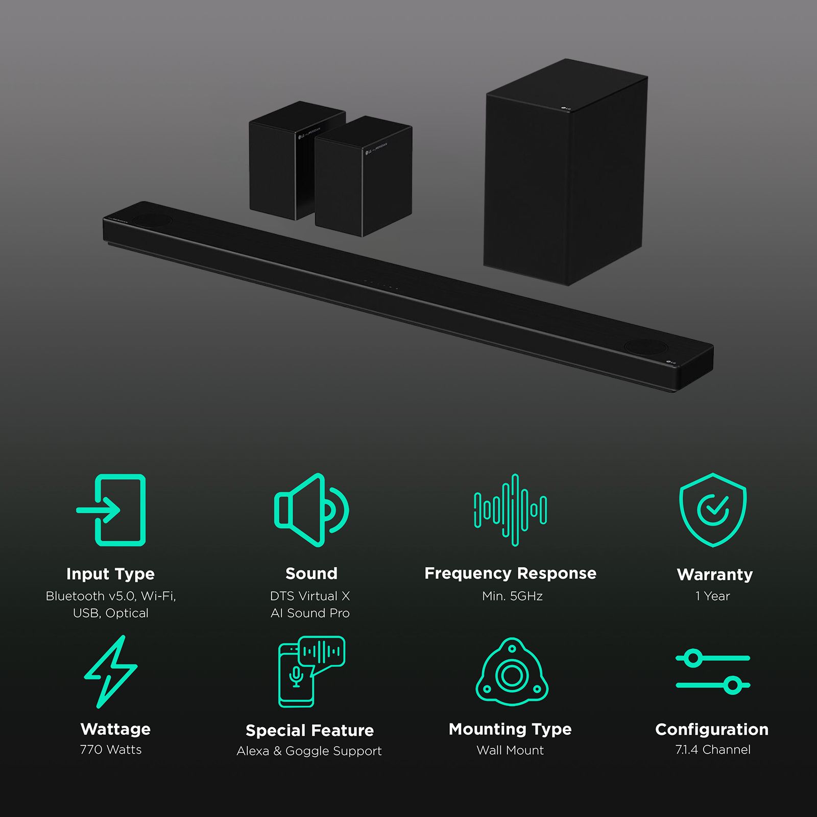 LG SP11RA.DINDLLK 770W Bluetooth Soundbar with Remote (Dolby Digital, 7.1.4 Channel, Black) LG SP11RA.DINDLLK 770W Bluetooth Soundbar with Remote (Dolby Digital, 7.1.4 Channel, Black)_2