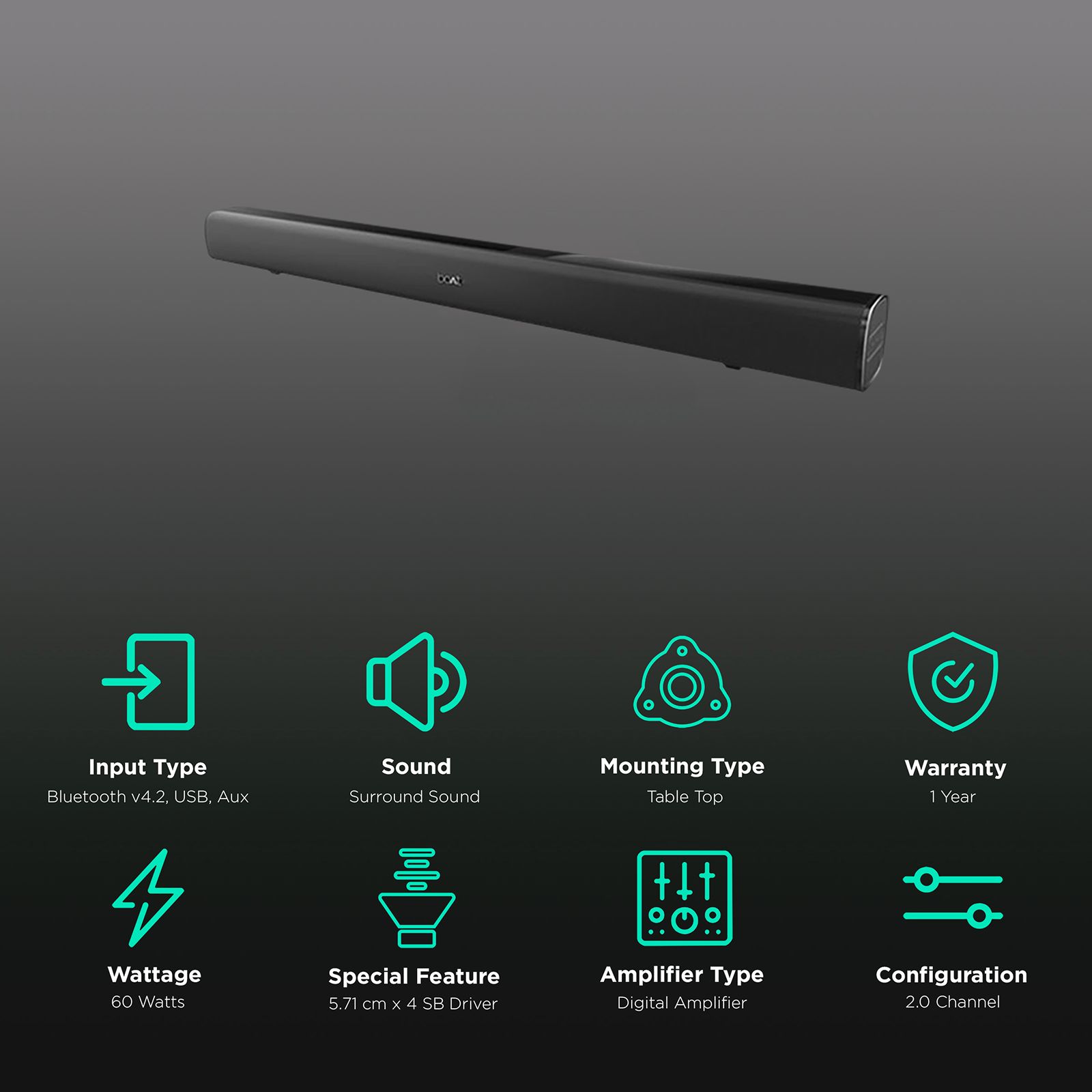 boAt Aavante Bar 1150 60W Bluetooth Soundbar with Remote (Surround Sound, 2.0 Channel, Black) boAt Aavante Bar 1150 60W Bluetooth Soundbar with Remote (Surround Sound, 2.0 Channel, Black)_2