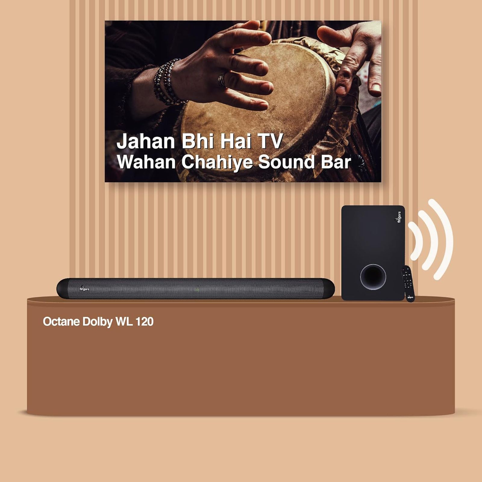 fingers Octane Dolby WL120 120W Bluetooth Soundbar with Remote (Dolby Digital Surround Sound, 2.1 Channel, Rich Black)_9