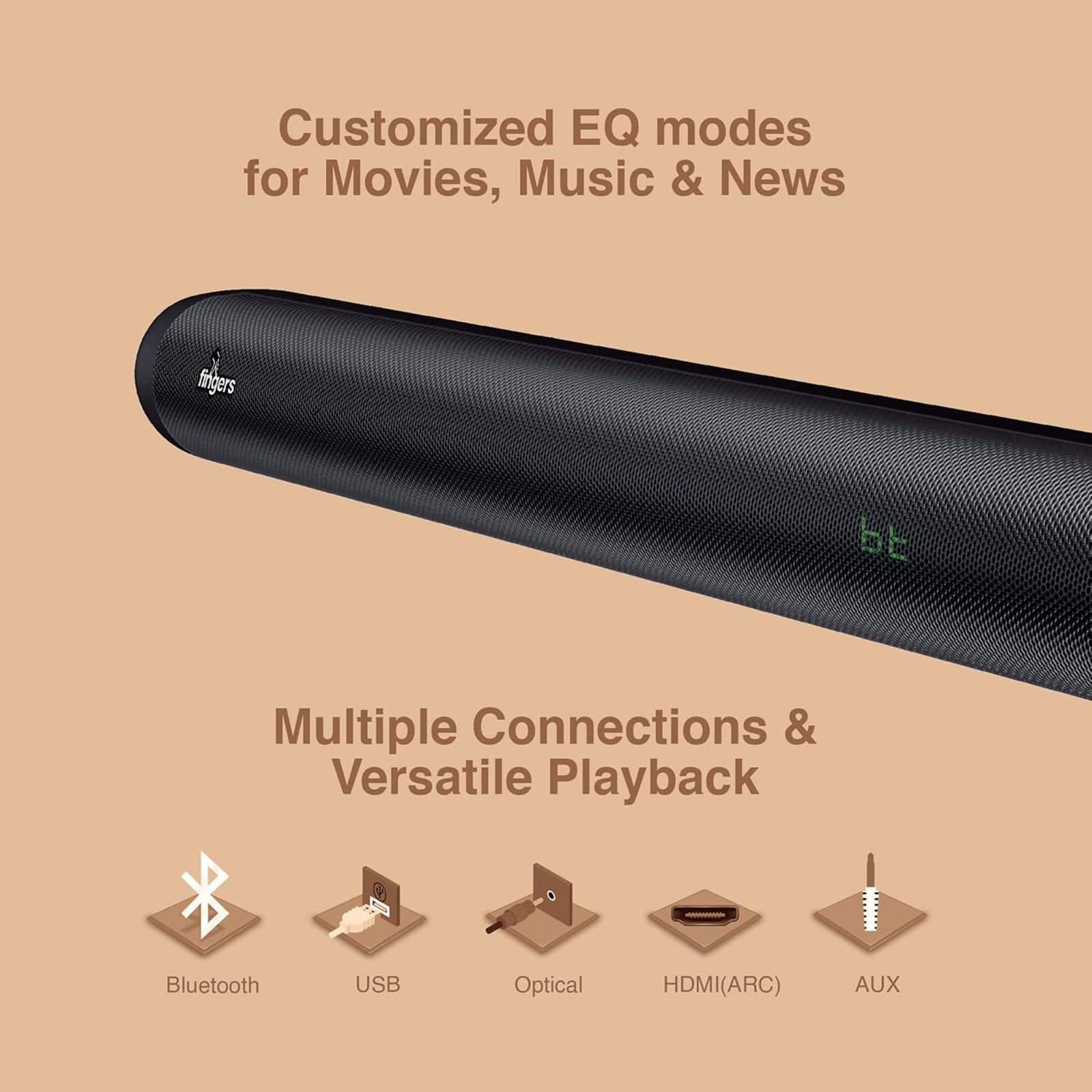 fingers Octane Dolby WL120 120W Bluetooth Soundbar with Remote (Dolby Digital Surround Sound, 2.1 Channel, Rich Black)_7