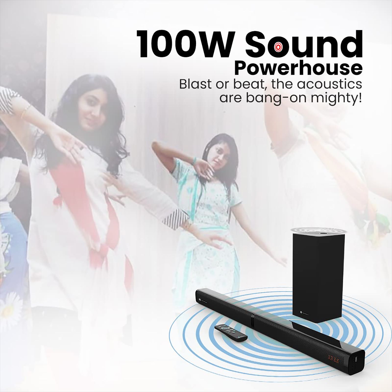 PORTRONICS Pure Sound 103 100W Bluetooth Soundbar with Remote (Lucid Quality of Bass, Black) PORTRONICS Pure Sound 103 100W Bluetooth Soundbar with Remote (Lucid Quality of Bass, Black)_10