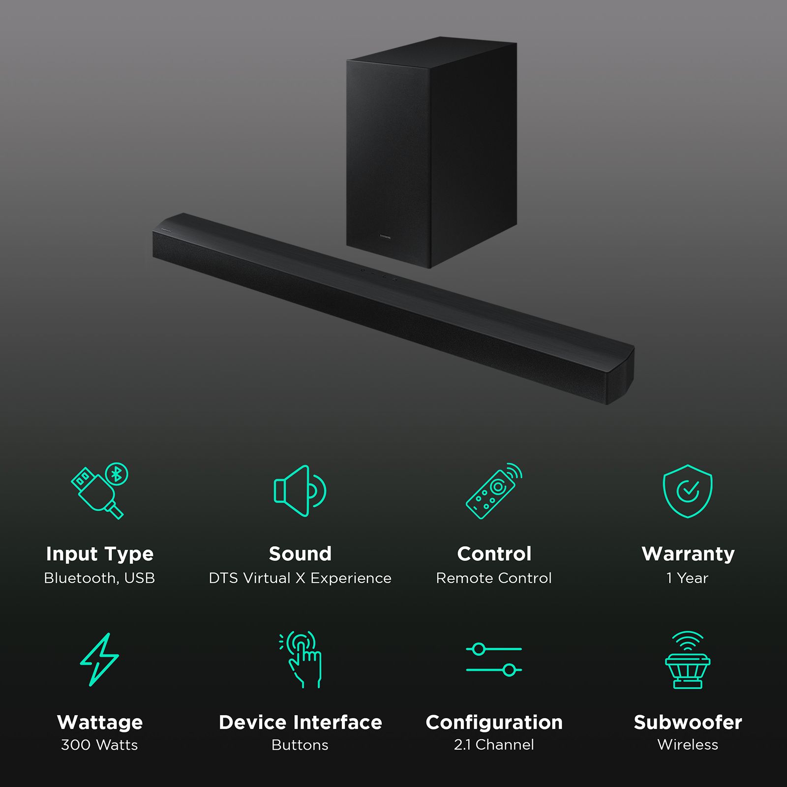 SAMSUNG 300W Soundbar with Subwoofer with Remote (Dolby Atmos, 2.1 Channel, Black) SAMSUNG 300W Soundbar with Subwoofer with Remote (Dolby Atmos, 2.1 Channel, Black)_2
