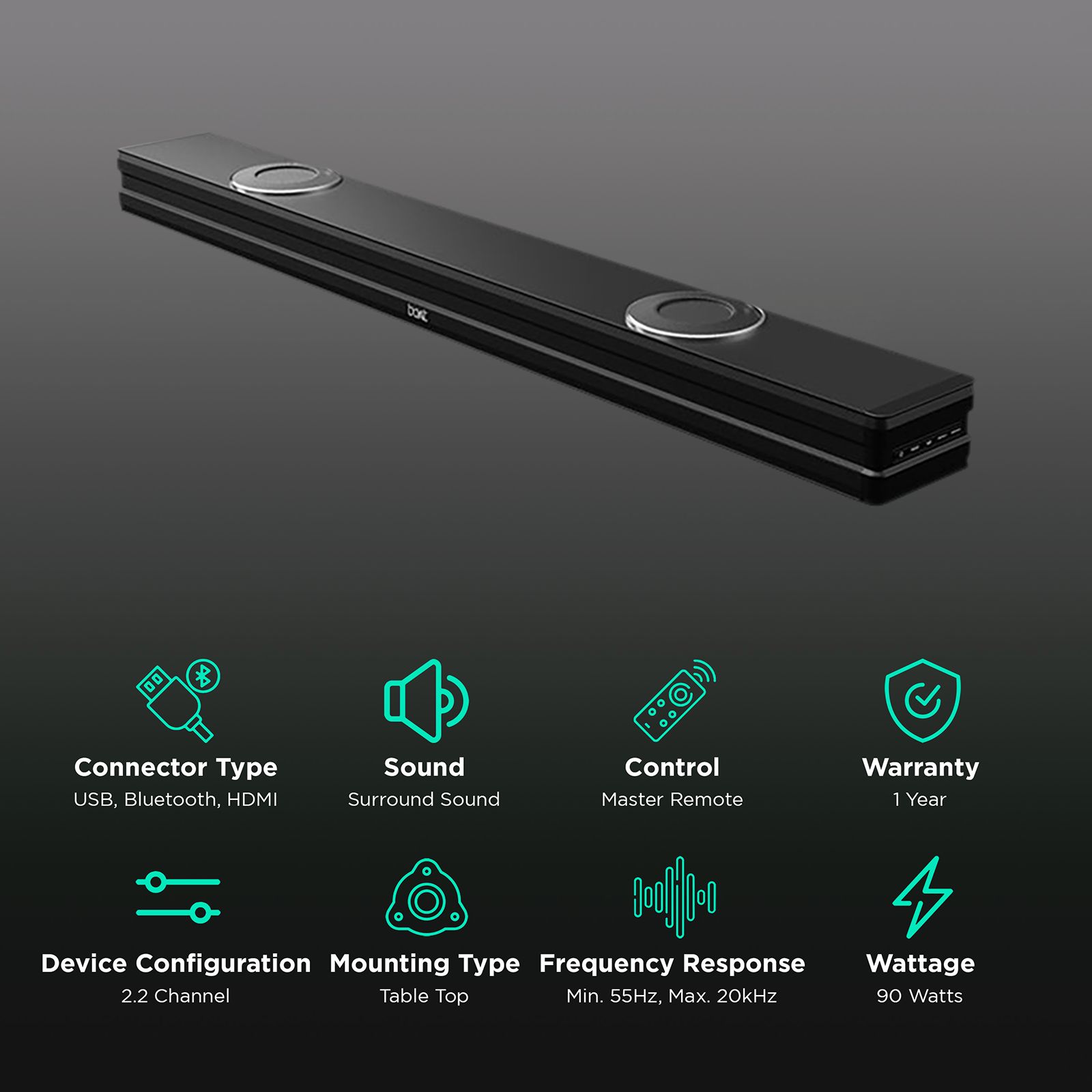 boAt Aavante Bar 1190 2.2 Channel 90 Watts Surround Sound Bar (Digital Audio Power Amplifier, Black) boAt Aavante Bar 1190 2.2 Channel 90 Watts Surround Sound Bar (Digital Audio Power Amplifier, Black)_2