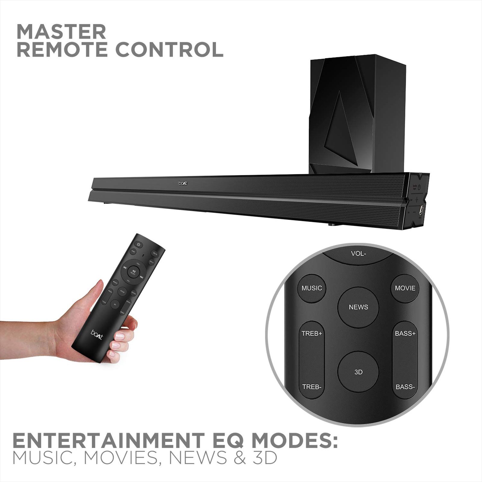 boAt Aavante Bar 2050 160W Bluetooth Soundbar with Remote (Surround Sound, 2.1 Channel, Black)_9